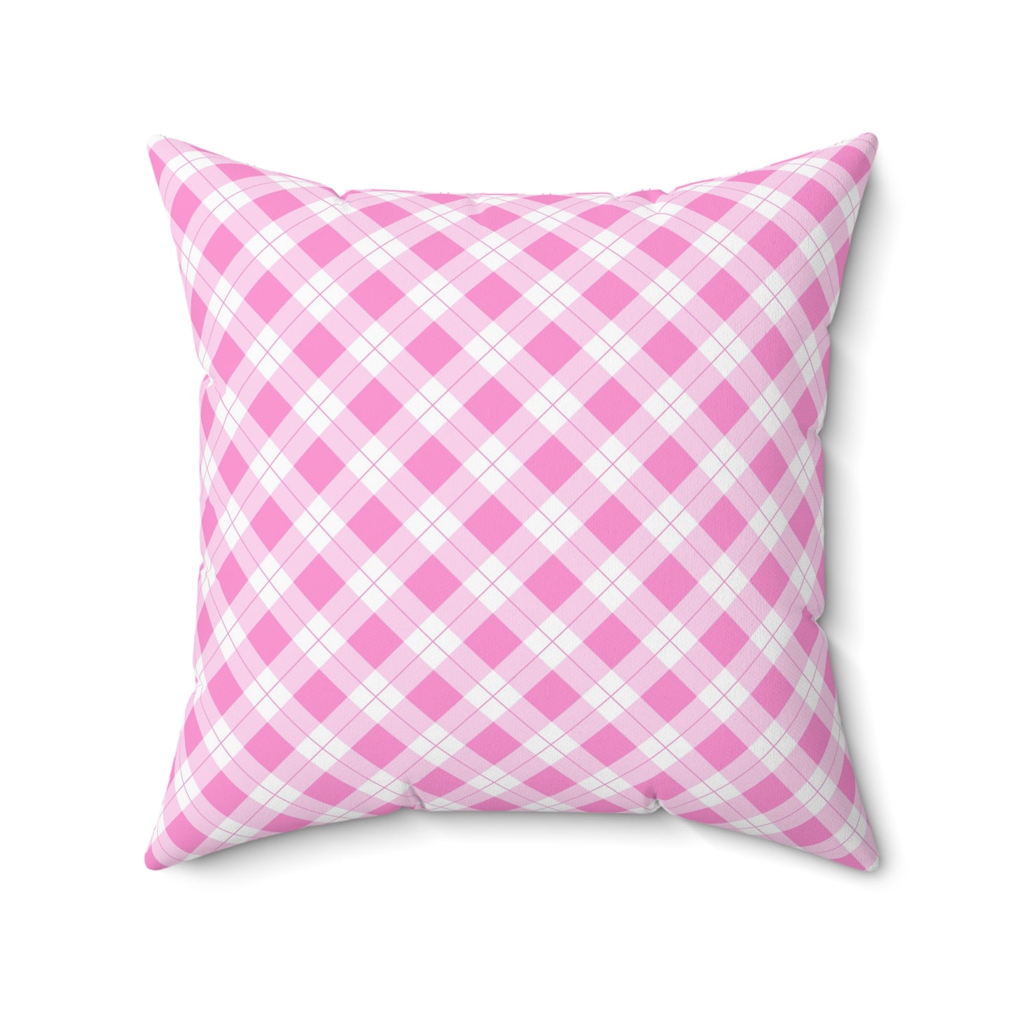 Pink Plaid Decorative Pillow, Cozy Home Accent, Cute Gift for Her, Farmhouse Decor, Living Room Throw Pillow - LOLA VEGAS ART
