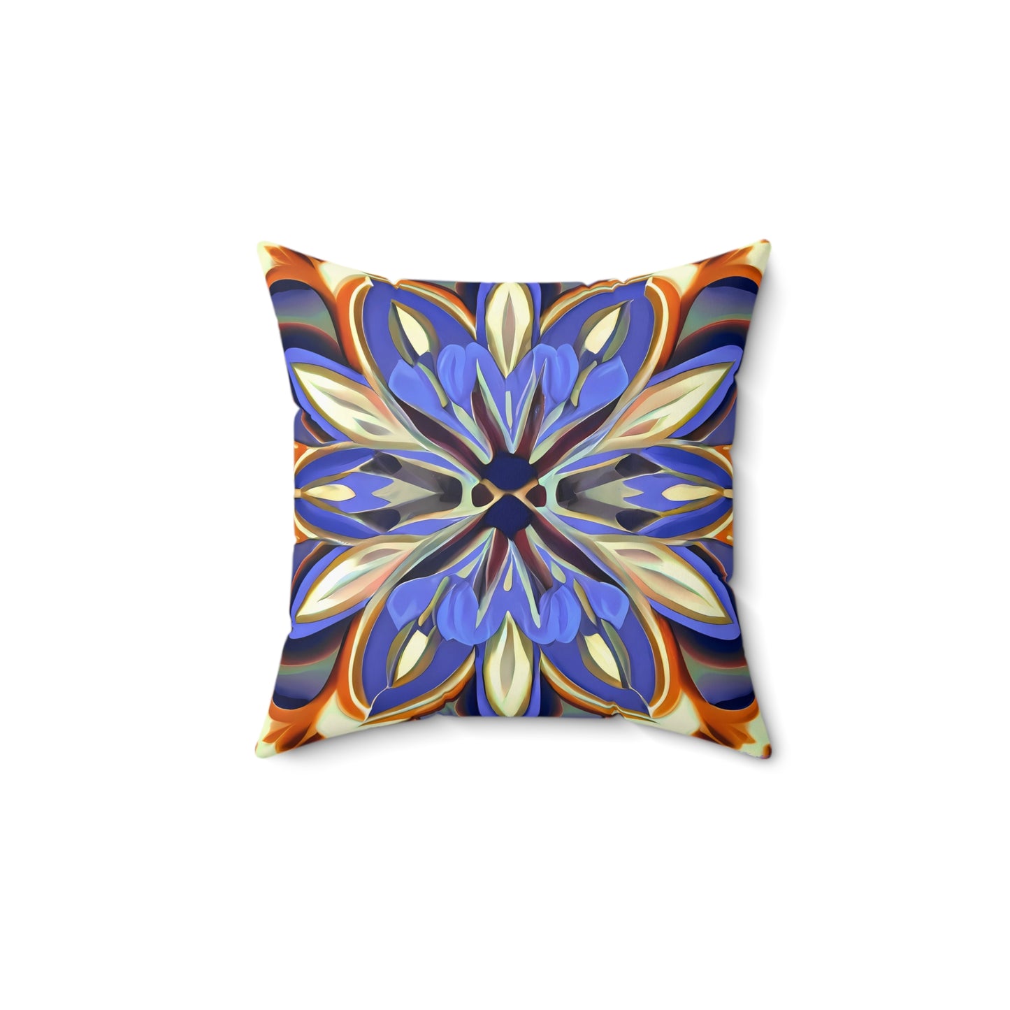 Boho Flower Square Pillow, Iris Purple Brown Cream, Unique Home Decor, Spun Polyester Cushion, Floral Accent Pillow, Floral Home Decor - LOLA VEGAS ART