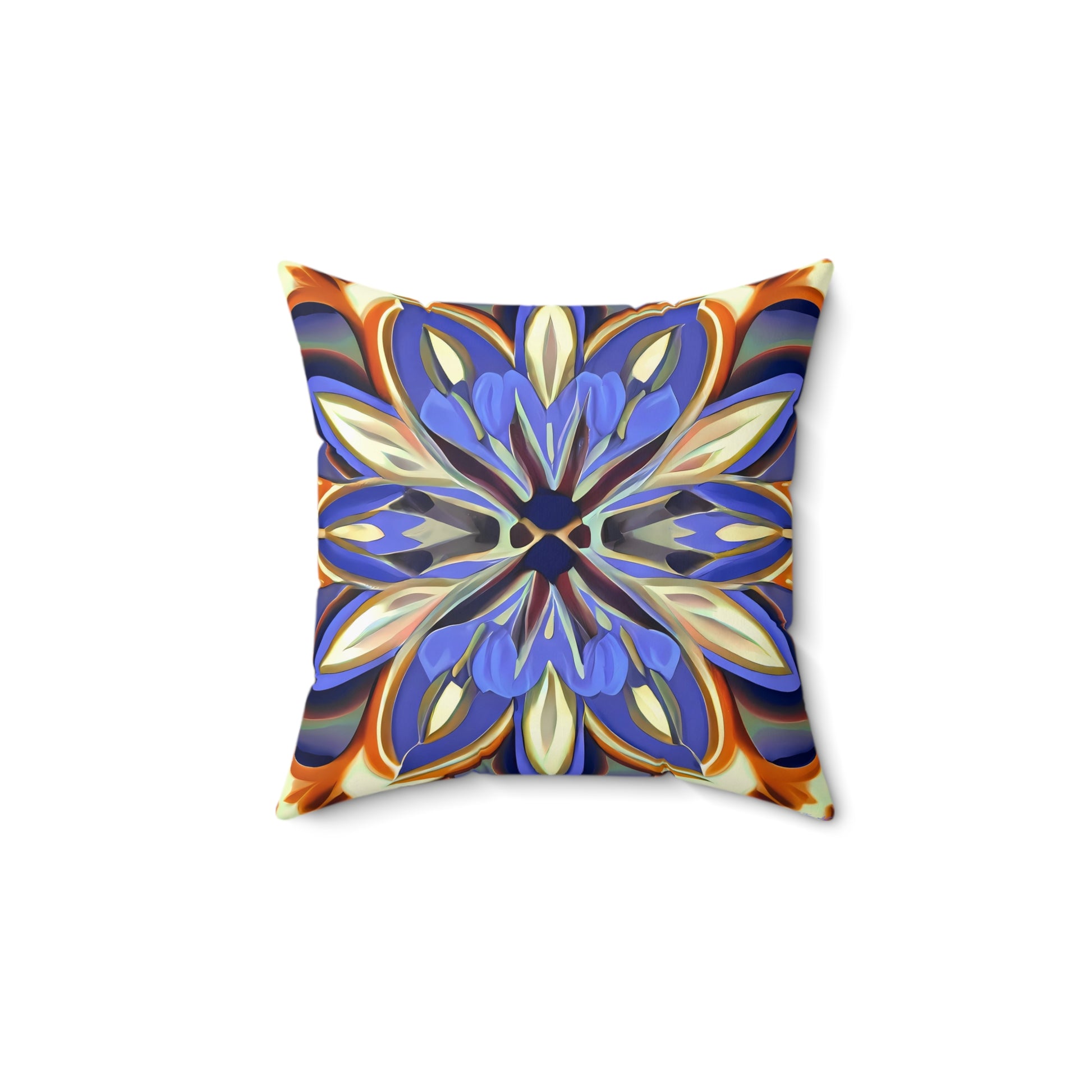 Boho Flower Square Pillow, Iris Purple Brown Cream, Unique Home Decor, Spun Polyester Cushion, Floral Accent Pillow, Floral Home Decor - LOLA VEGAS ART