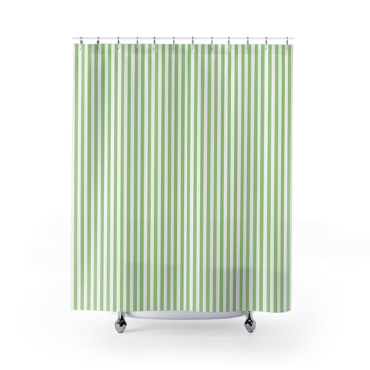 Fresh Green Vertical Stripe Shower Curtain, Nautical Bathroom Decor, Eco-Friendly Home Accessory, Perfect for Spring Refresh, Gift Idea for - LOLA VEGAS ART