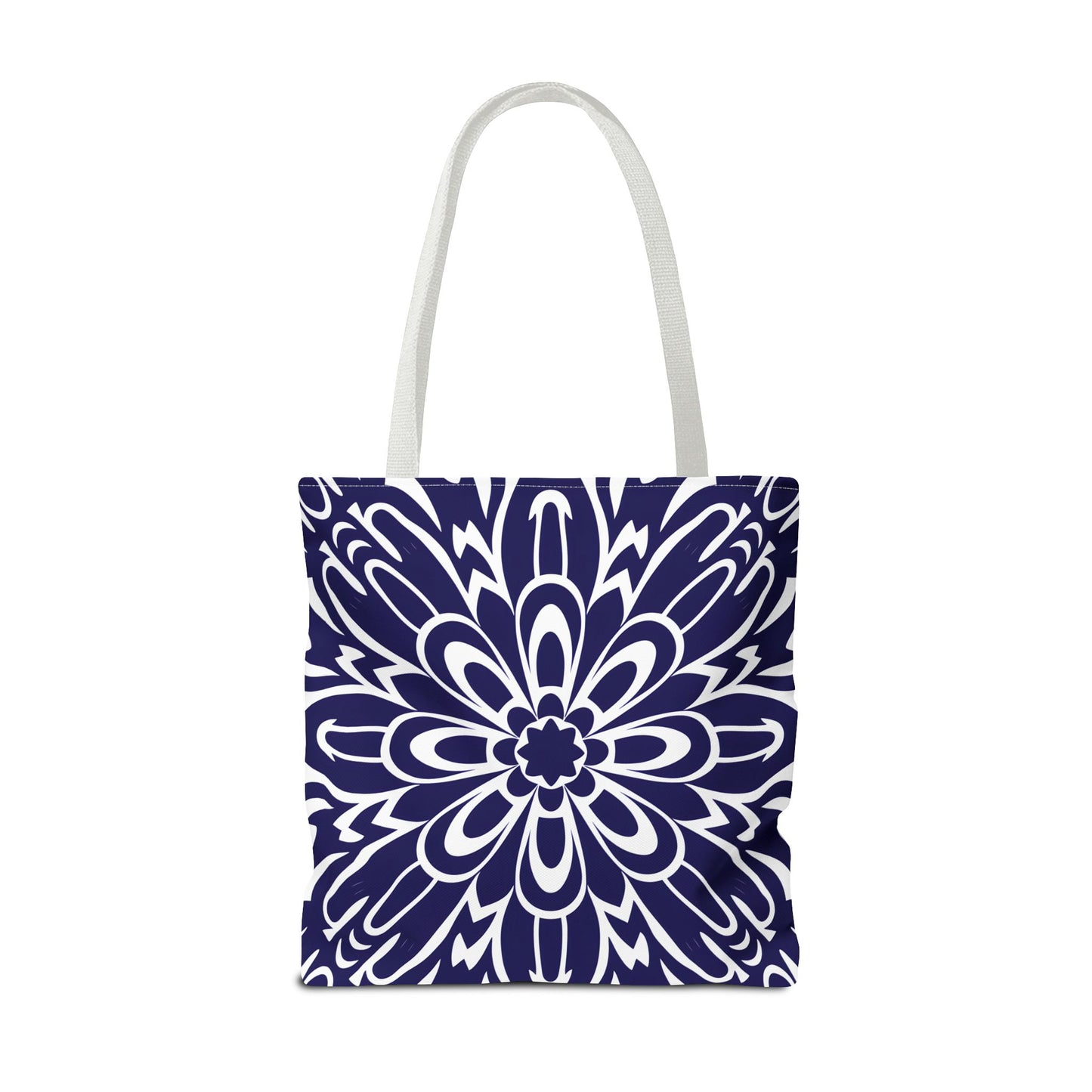 Vibrant Navy Blue and White Floral Tote Bag, Boho Chic Shopper Bag, Eco-Friendly Grocery Tote, Stylish Beach Bag, Gift for Mom or Bride - LOLA VEGAS ART