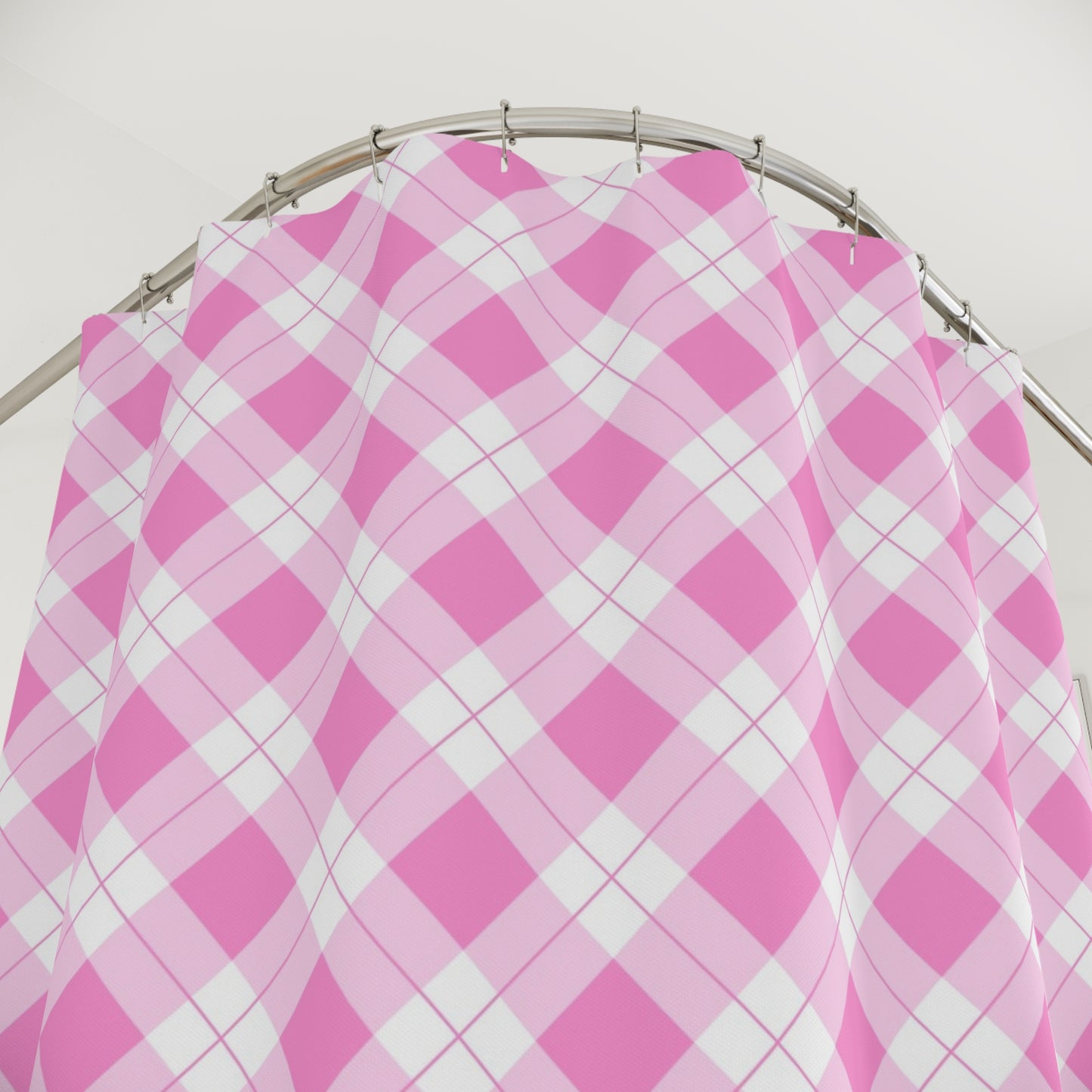 Chic Pink Plaid Shower Curtain - Trendy Bathroom Decor, Stylish Home Accessory, Gift for Housewarming, Brighten Your Bathroom