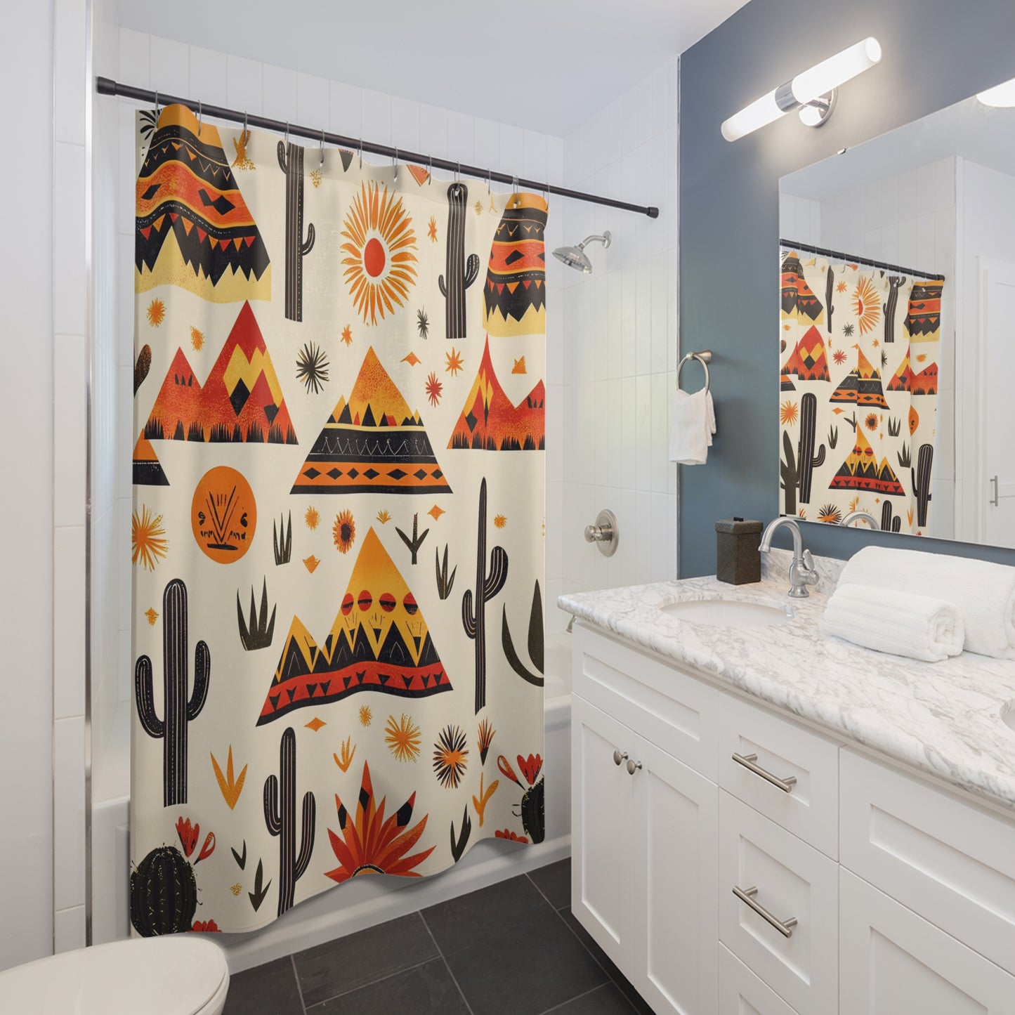 Desert Vibes Shower Curtain - Bohemian Bathroom Decor, Southwestern Style, Unique Home Accent, Gift for Nature Lovers, Vacation Vibe