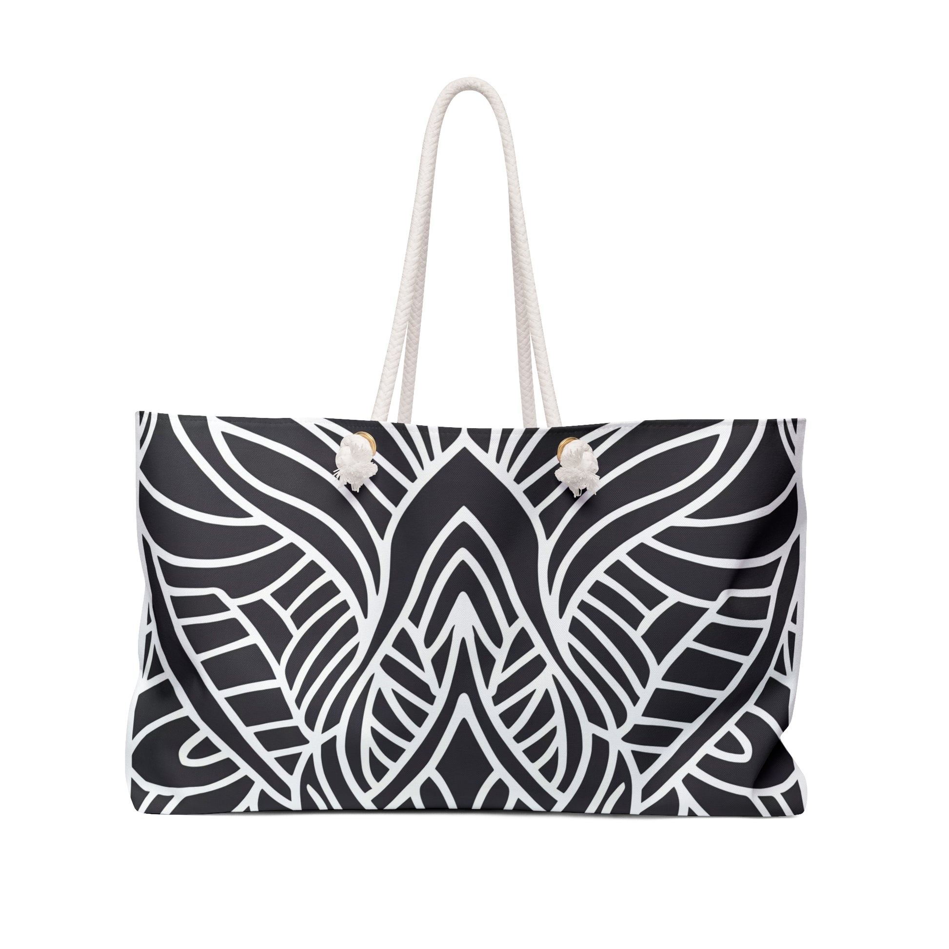 Canvas Weekender Bag - Black and White Tribal Design, Ethnic Travel Bag - LOLA VEGAS ART