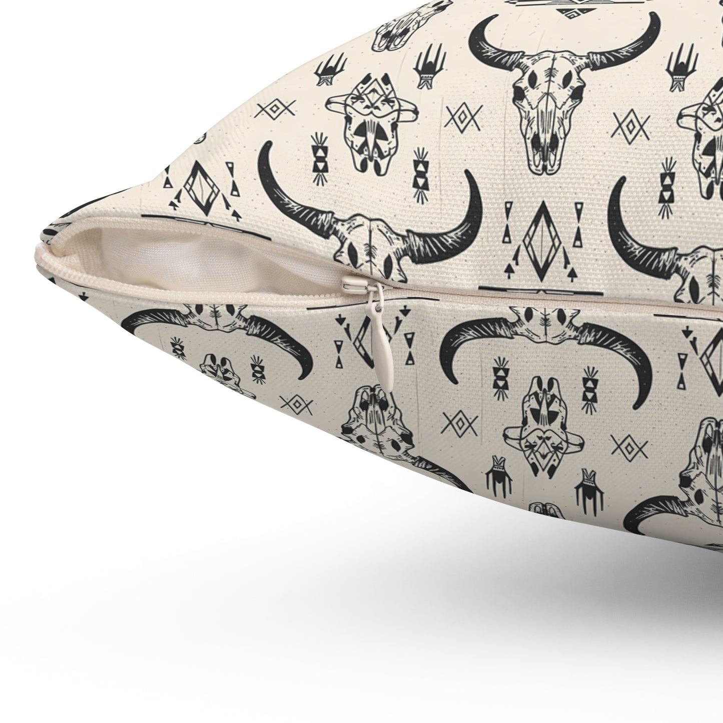 Bohemian Cow Skull Pillow - Rustic Home Decor, Farmhouse Accent, Cozy Living Room, Gift for Cow Lovers, Western Style - LOLA VEGAS ART