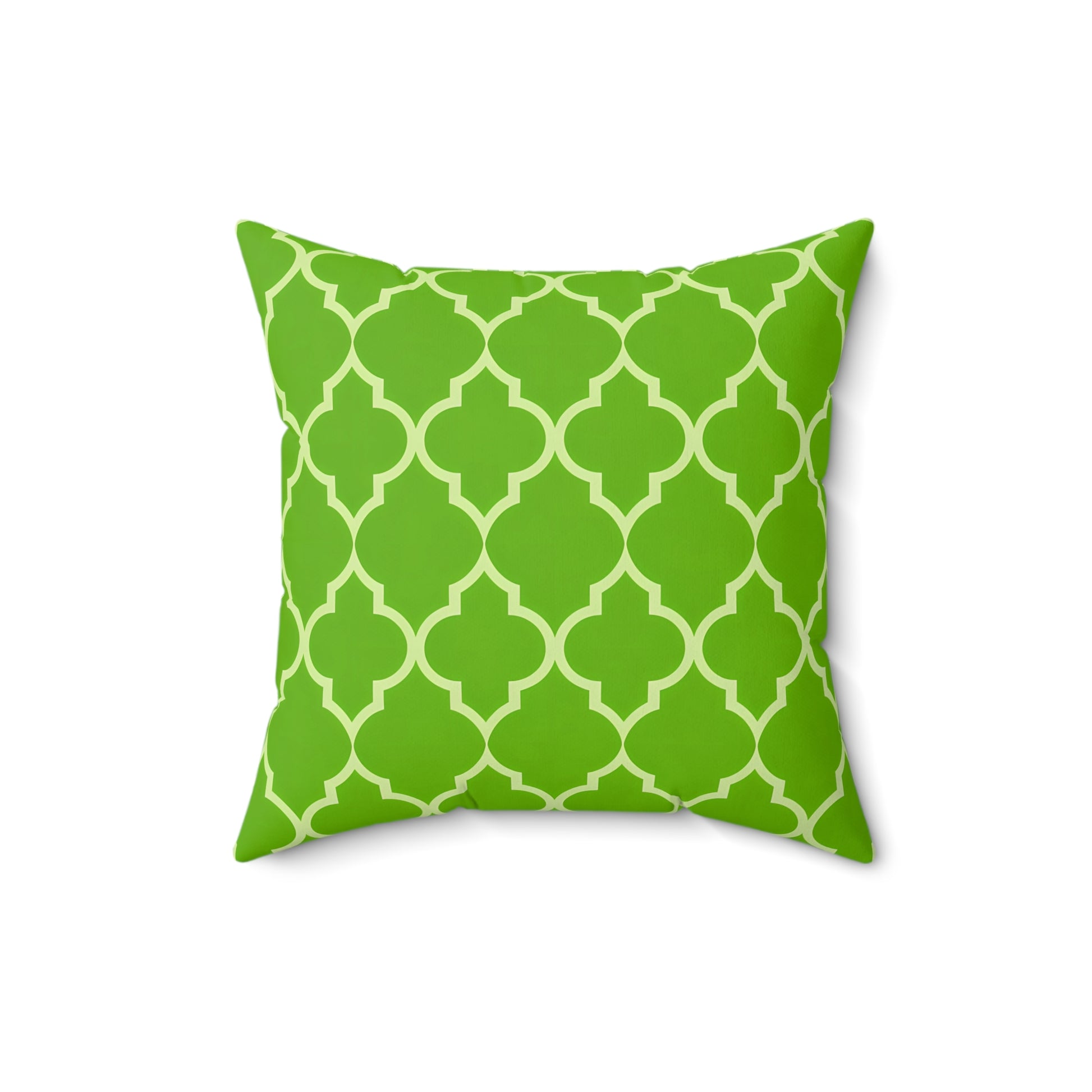 Vibrant Green Decorative Pillow, Modern Home Decor, Living Room Cushion, Stylish Pillow, Sofa Accent, Birthday Gift, Moroccan Quatrefoil - LOLA VEGAS ART