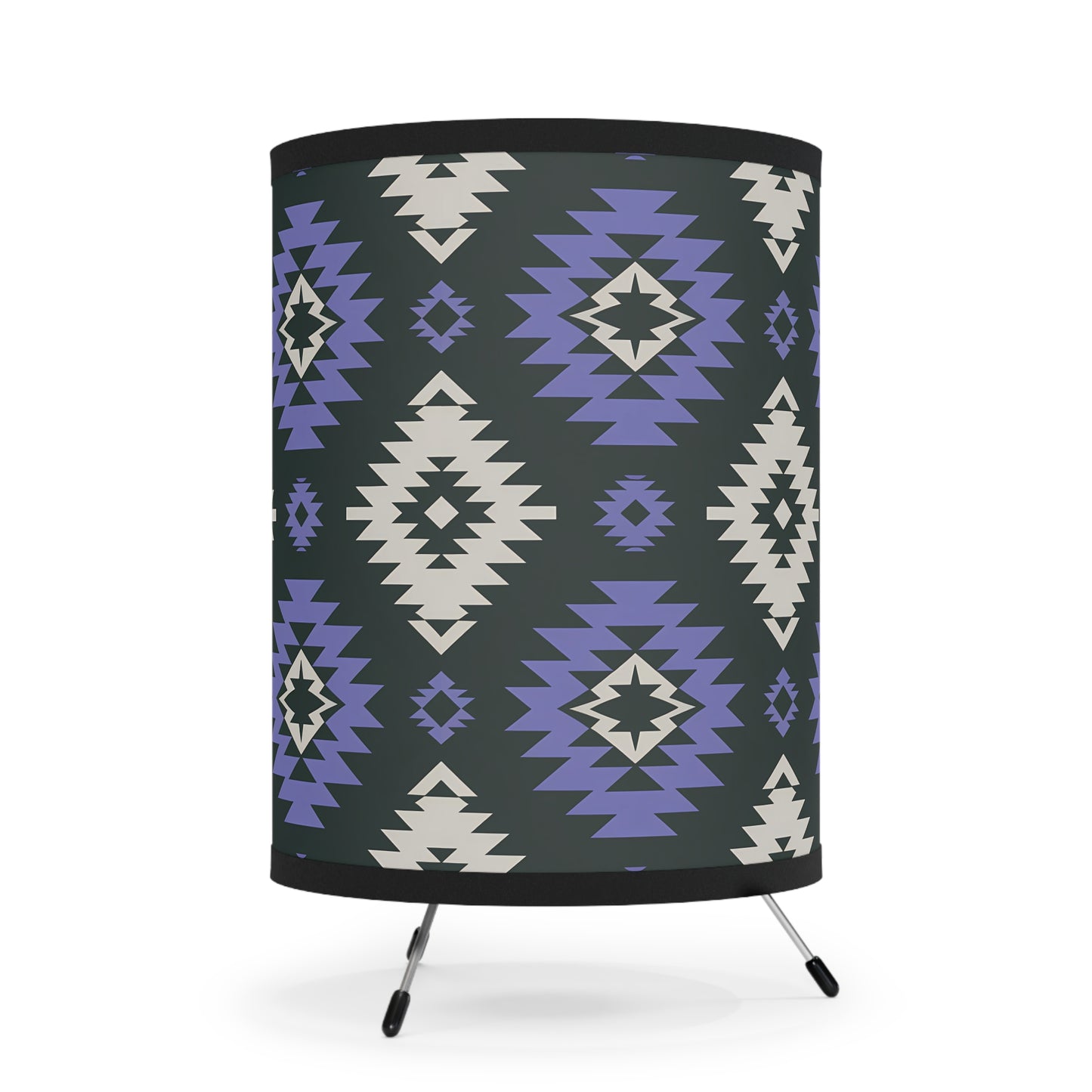 Tribal Print Tripod Lamp - Bohemian Home Decor, Ethnic Style Lighting, Unique Gift for Housewarming, Modern Table Lamp, Eclectic Room Accent - LOLA VEGAS ART