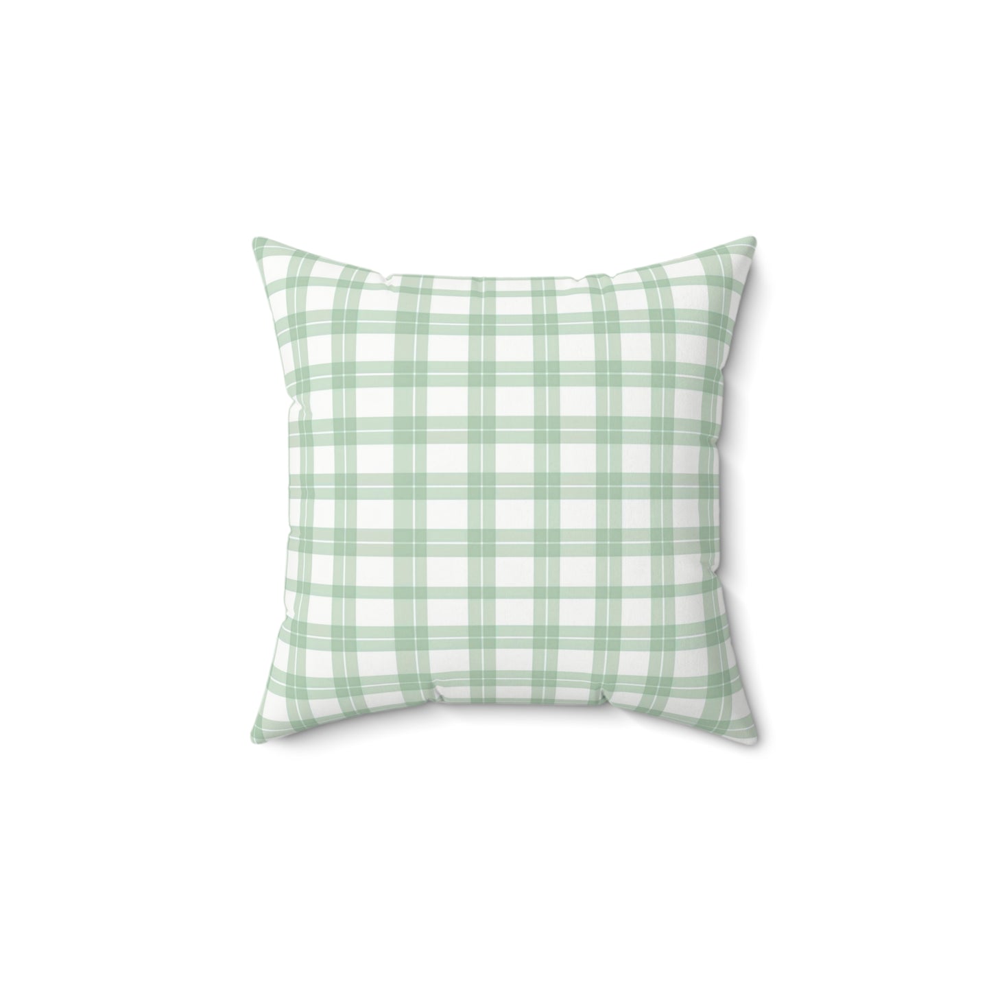 Green Plaid Spun Polyester Pillow, Cozy Decorative Cushion, Farmhouse Style Home Decor, Gift for Homeowners, Holiday Accent - LOLA VEGAS ART