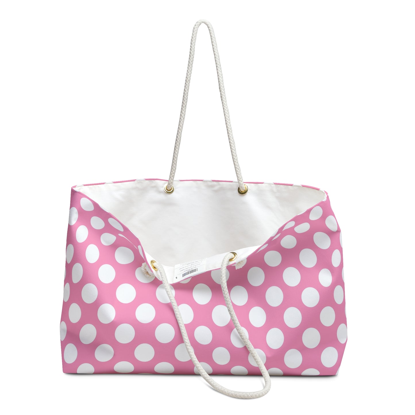 Chic Pink Polka Dot Weekender Bag, Stylish Tote, Beach Bag, Travel Bag, Weekend Getaway, Gift for Her, Summer Accessory - LOLA VEGAS ART