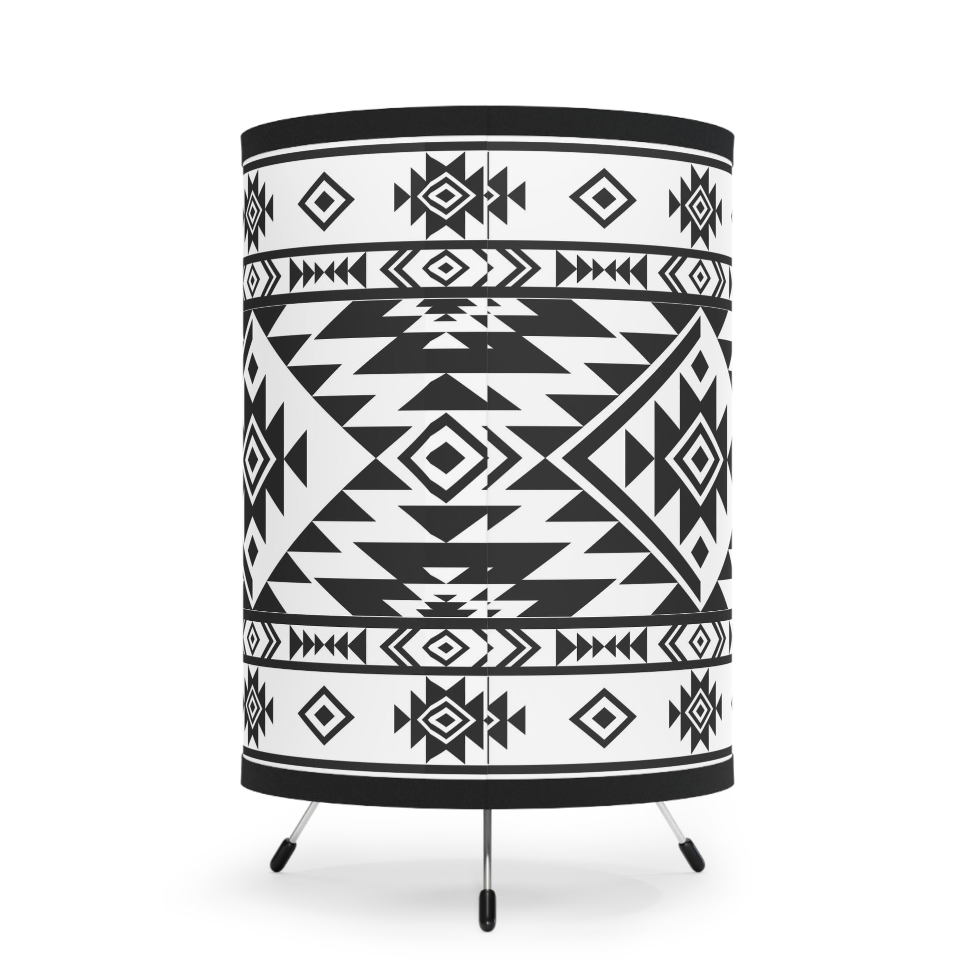 Table Lamp, Tribal Ethnic Print, Eclectic Home Decor, US Plug, Black and White Shade, Native Design, CA Plug, Boho Chic Lighting, Unique - LOLA VEGAS ART