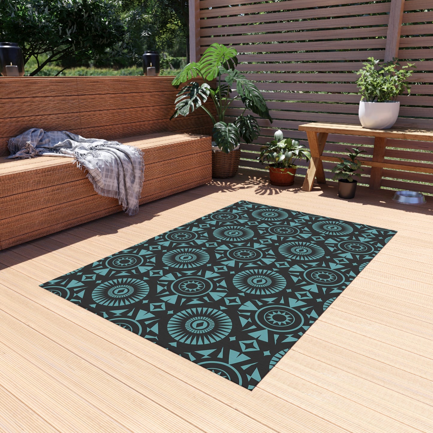 Stylish Outdoor Rug for Patios, Boho Decor, Summer Gatherings, Garden Parties, and More - LOLA VEGAS ART