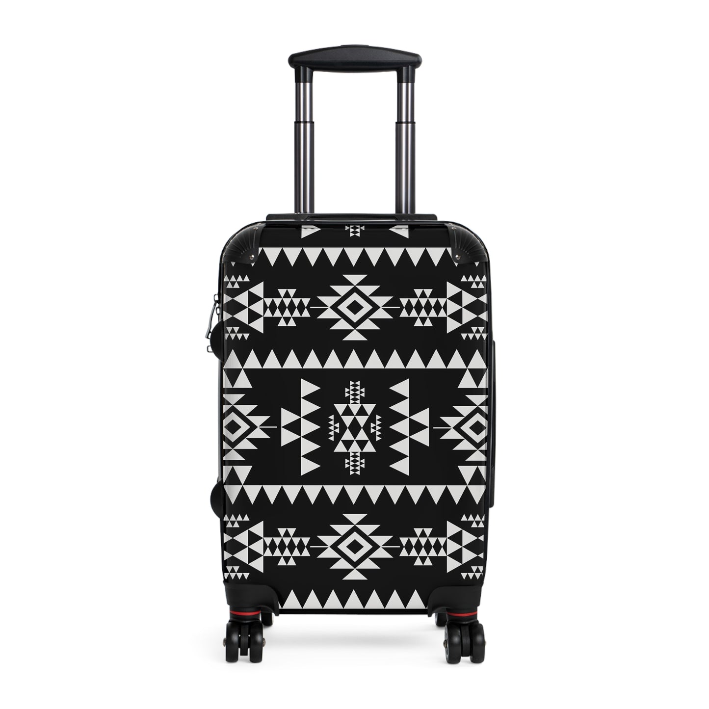 Trendy Black and Tribal White Patterned Suitcase for Stylish Travelers, Carry-On Luggage, Travel Gift, Vacation Essentials, Modern Design - LOLA VEGAS ART