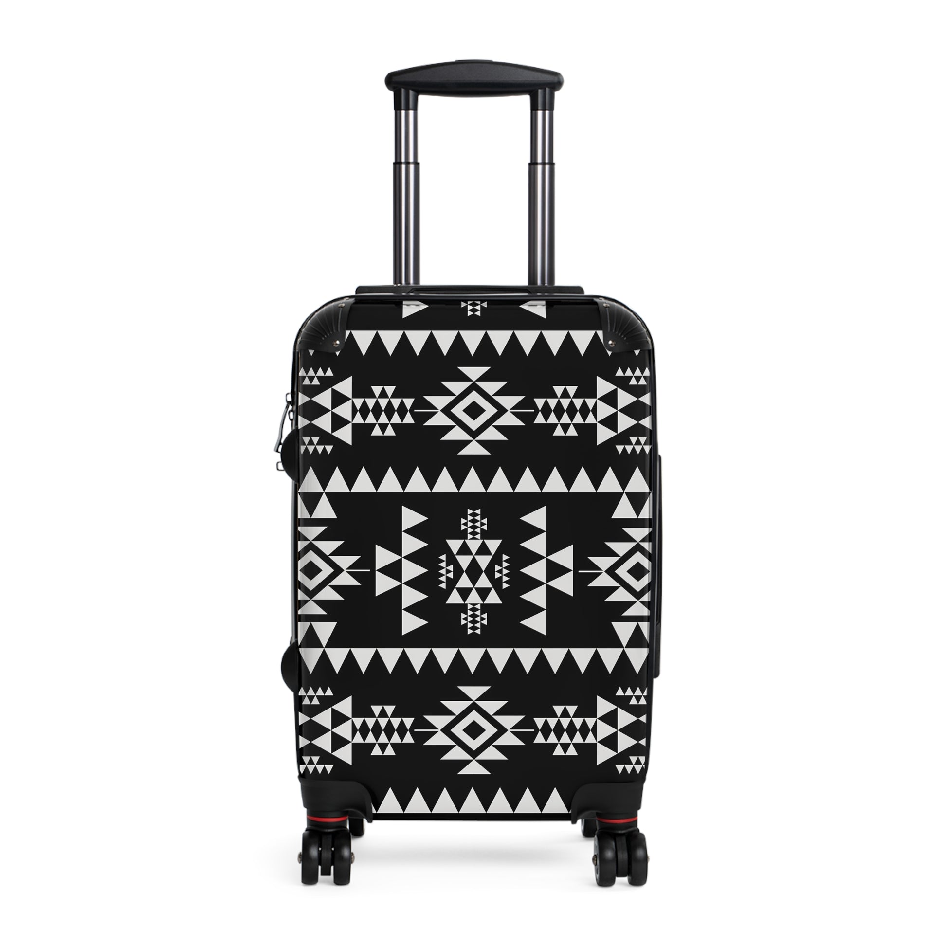 Trendy Black and Tribal White Patterned Suitcase for Stylish Travelers, Carry-On Luggage, Travel Gift, Vacation Essentials, Modern Design - LOLA VEGAS ART