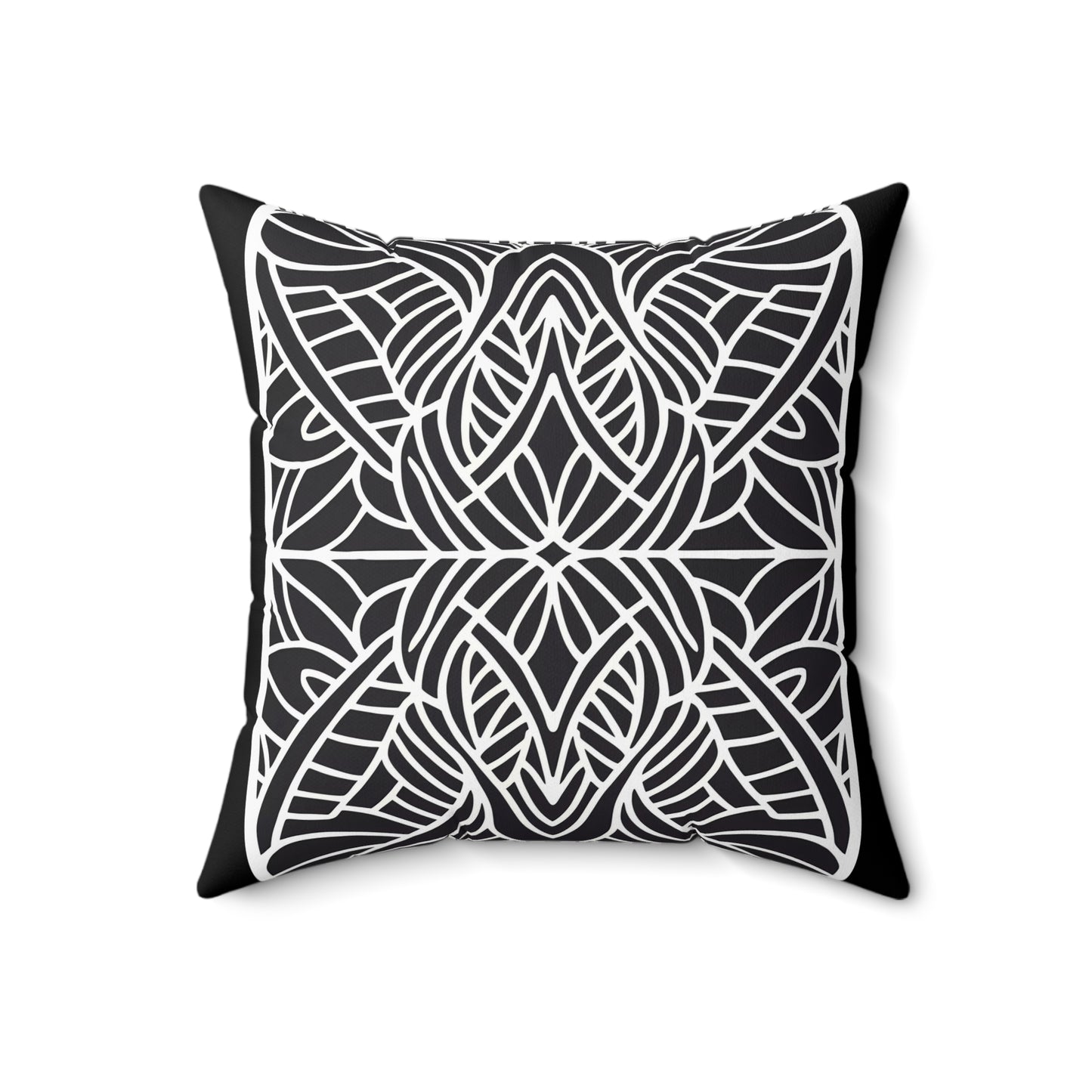 Square Pillow - Black and White Tribal Design Ethnic and Dramatic - LOLA VEGAS ART