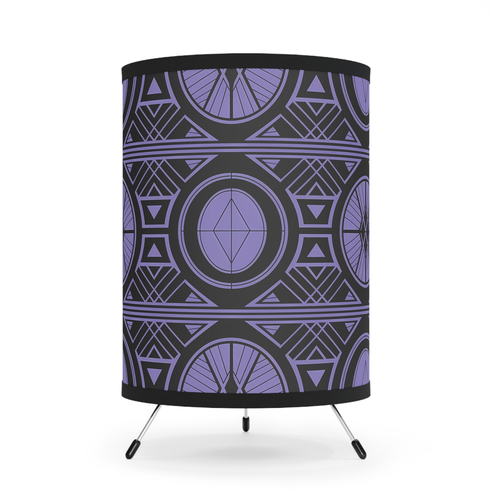 Stylish Geometric Tripod Lamp with High-Res Printed Shade, Modern Home Decor, Unique Lighting, Living Room Accent, Gift Idea - LOLA VEGAS ART