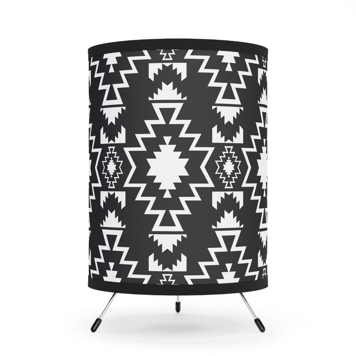 Boho Tripod Lamp - Modern Black and White Shade, Perfect for Living Room, Bedroom, Bohemian Decor, Stylish Lighting - LOLA VEGAS ART