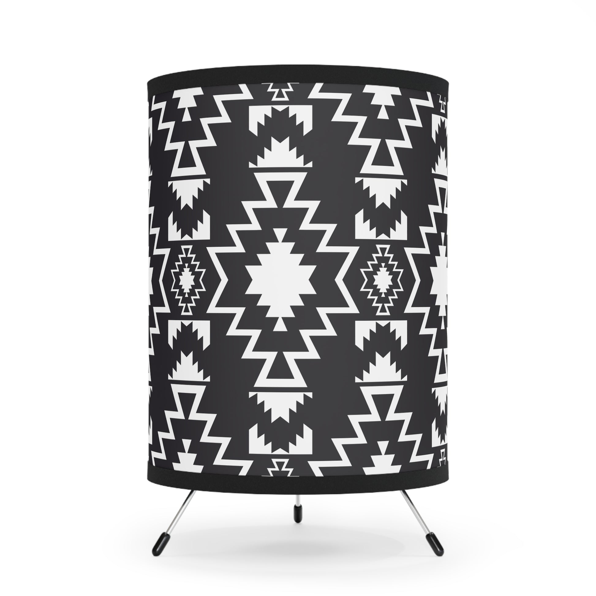 Boho Tripod Lamp - Modern Black and White Shade, Perfect for Living Room, Bedroom, Bohemian Decor, Stylish Lighting - LOLA VEGAS ART