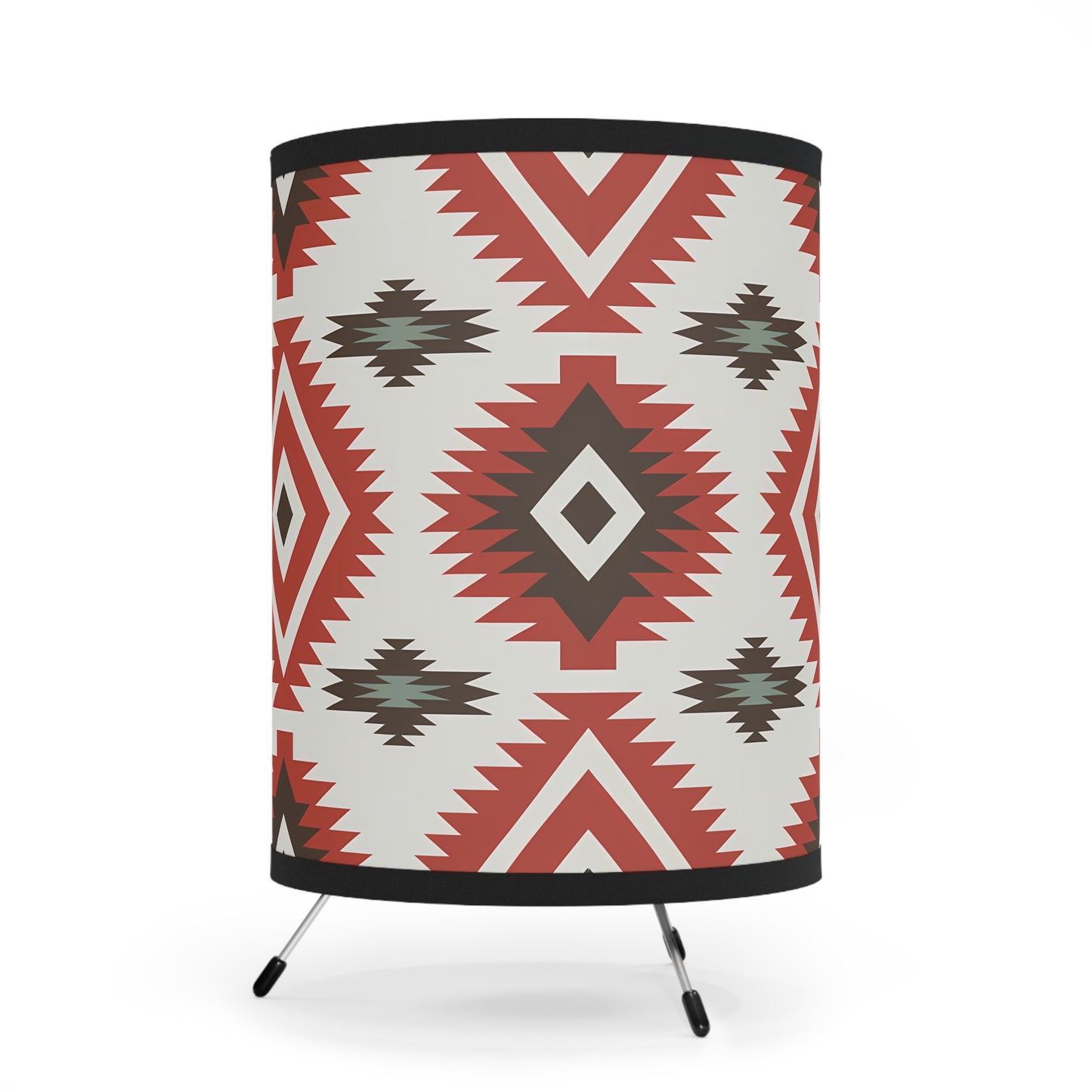 Bohemian Tripod Lamp with High-Res Printed Shade, Rustic Home Decor, Ethnic Pattern Lighting, Boho Chic Table Light, Modern Accent Lamp - LOLA VEGAS ART