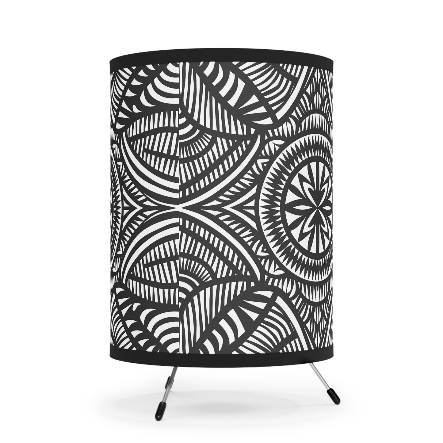 Table Lamp, Black and White Tribal Design, US\CA Plug, lamp, Bedside lamp, Nightstand light, Home office lighting, Boho decor - LOLA VEGAS ART
