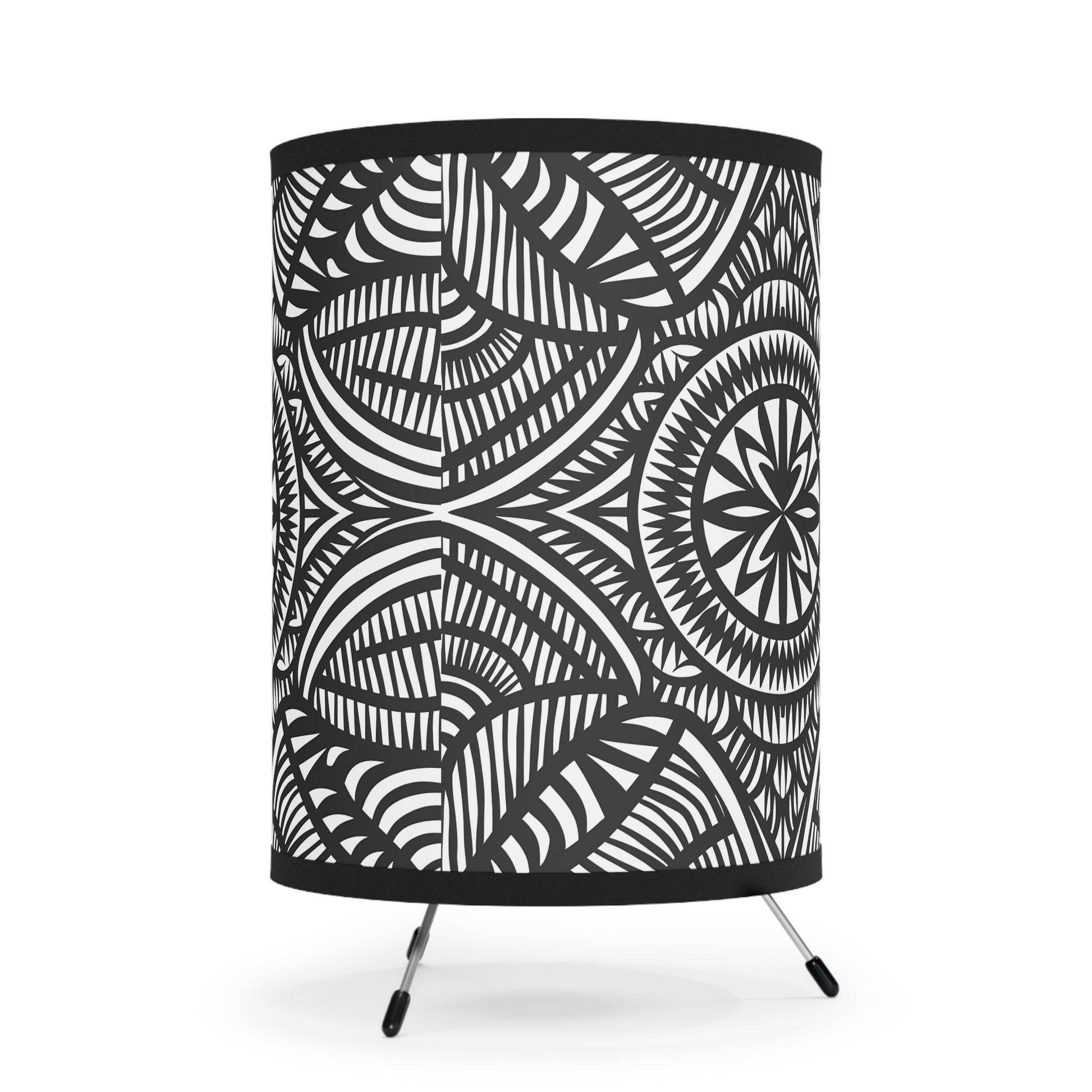 Table Lamp, Black and White Tribal Design, US\CA Plug, lamp, Bedside lamp, Nightstand light, Home office lighting, Boho decor - LOLA VEGAS ART