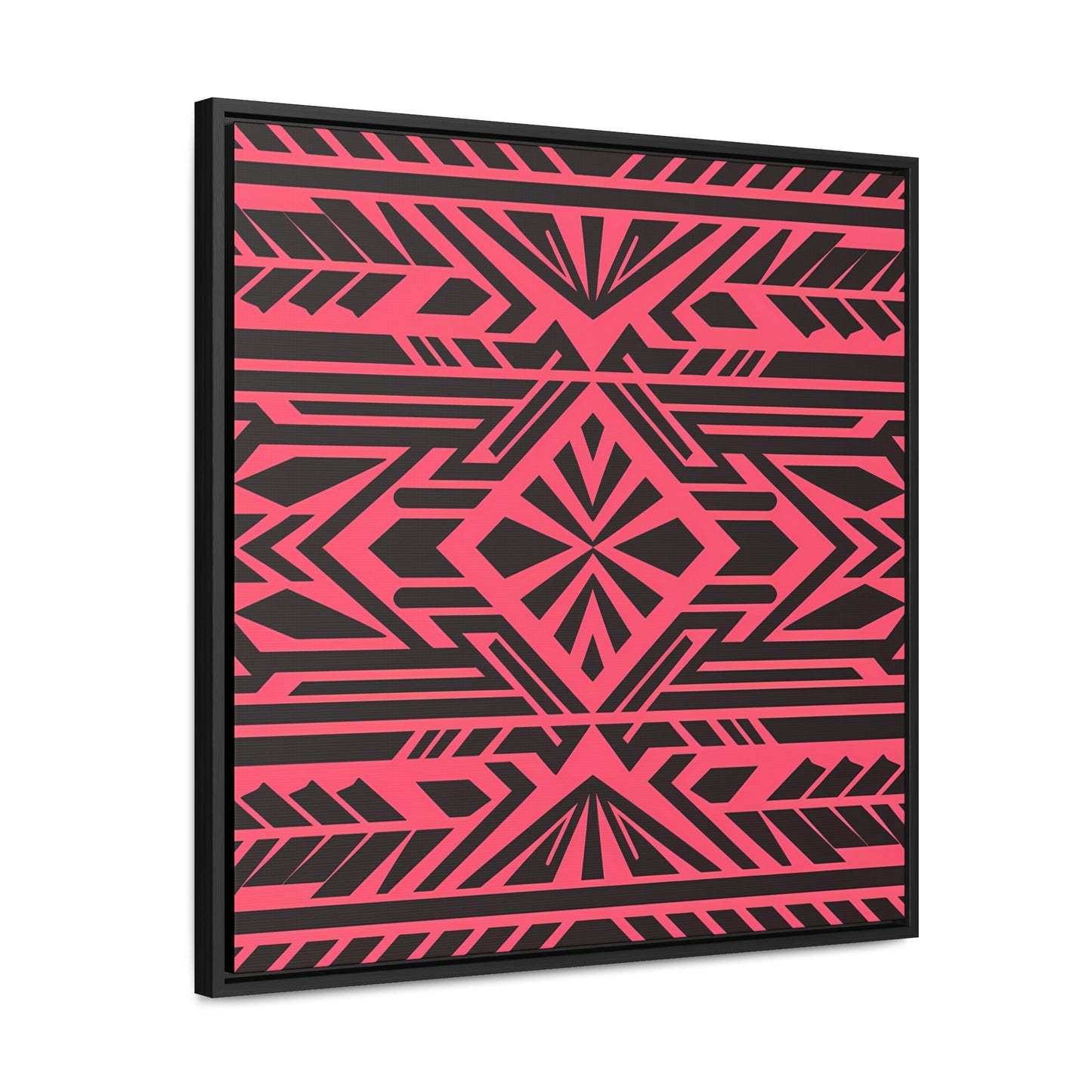 Square Canvas Wall Art, Black Tribal Boho Southwest Design, Pink Red Background, Square Frame, Gallery Decor, Home Decoration, Southwestern - LOLA VEGAS ART