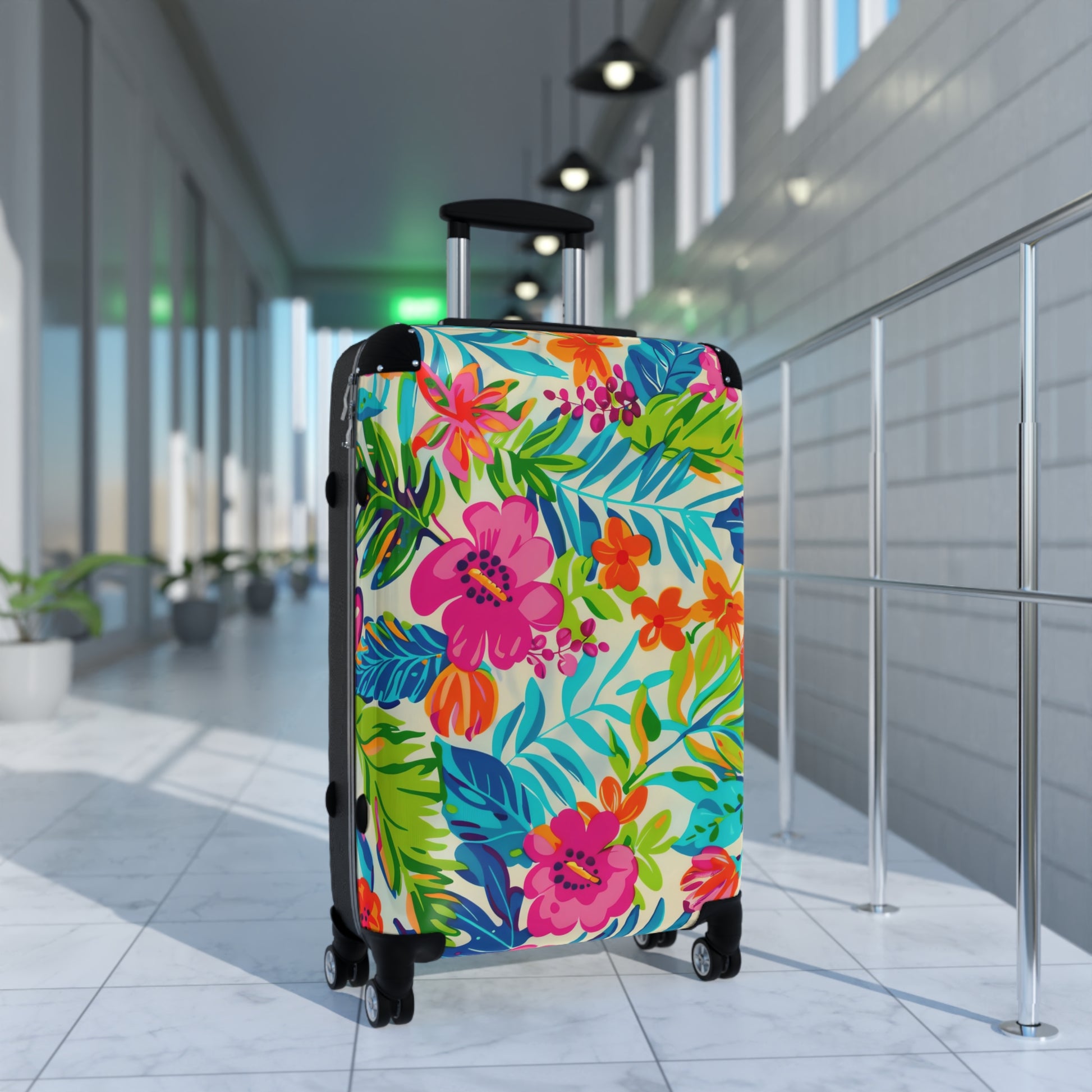 Vibrant Floral Suitcase - Travel Bag for Adventurers, Luggage for Beach Vacations, Summer Getaways, Gift for Travelers, Unique Carry-On - LOLA VEGAS ART