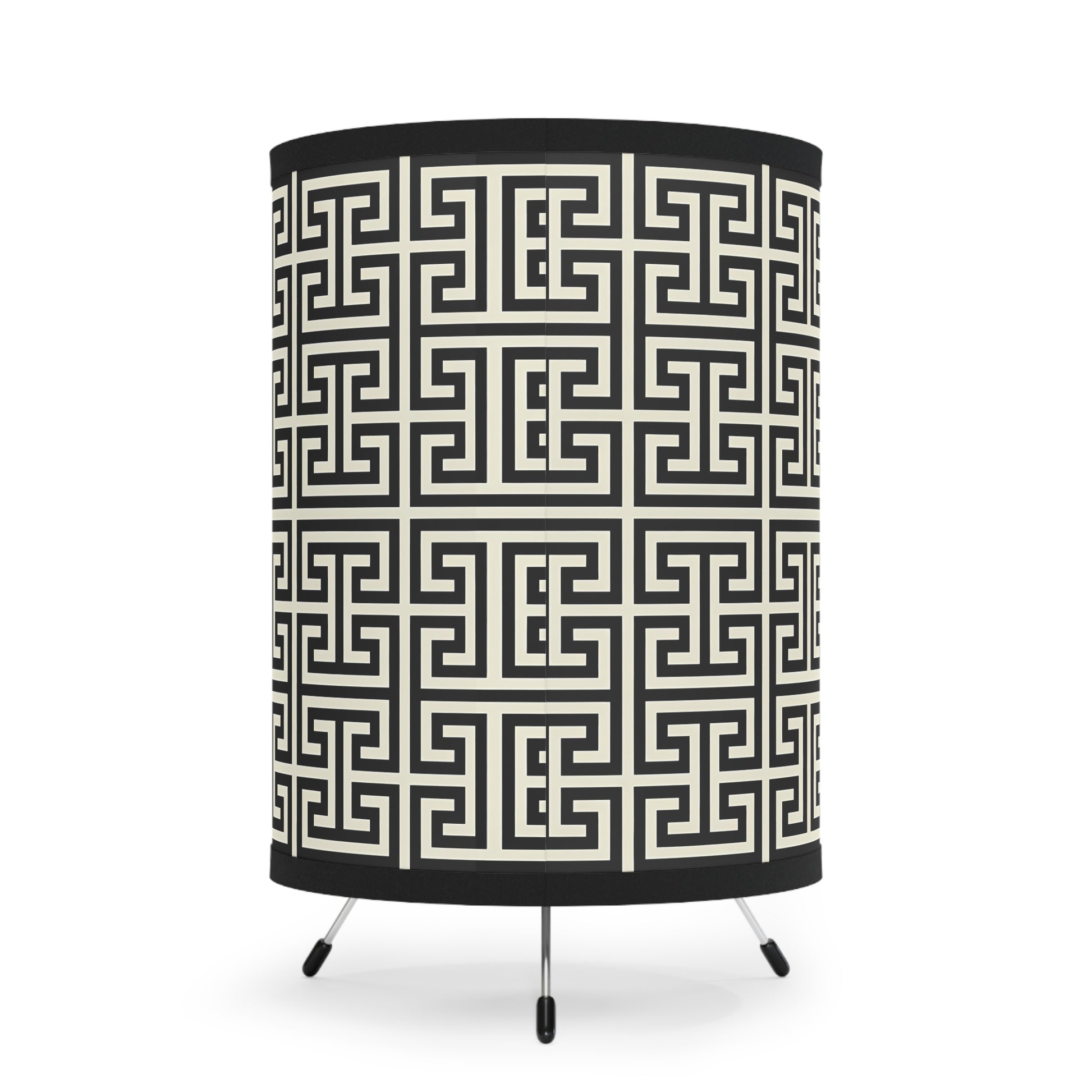 Chic Tripod Lamp with Geometric Printed Shade, Modern Lighting, Home Decor, Contemporary Gift, Accent Lighting, Stylish Interior Design - LOLA VEGAS ART