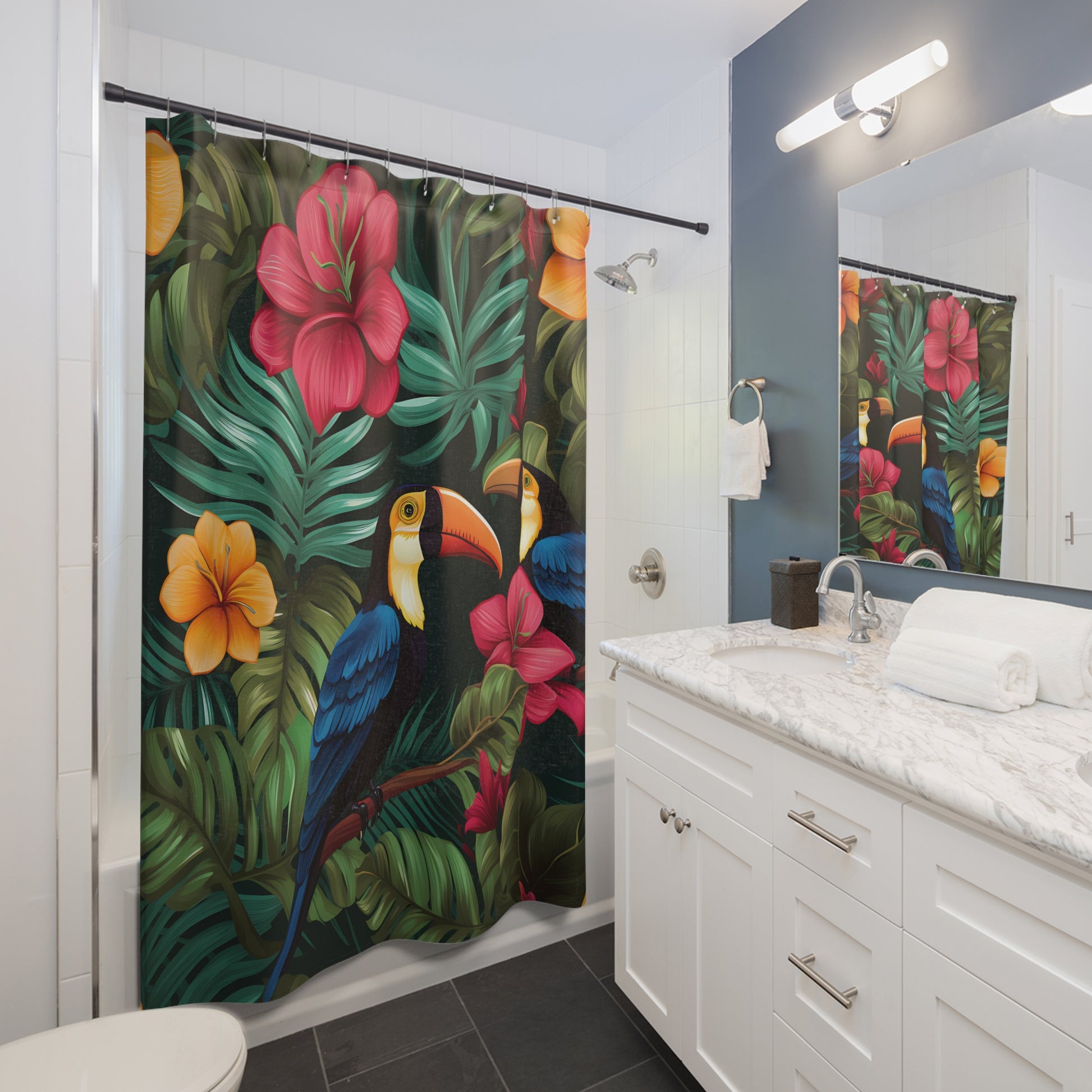 Tropical Paradise Shower Curtain - Enhance Your Bathroom with Vibrant Tropical Décor, Perfect for Nature Lovers, Gifts for Home Decor, - LOLA VEGAS ART