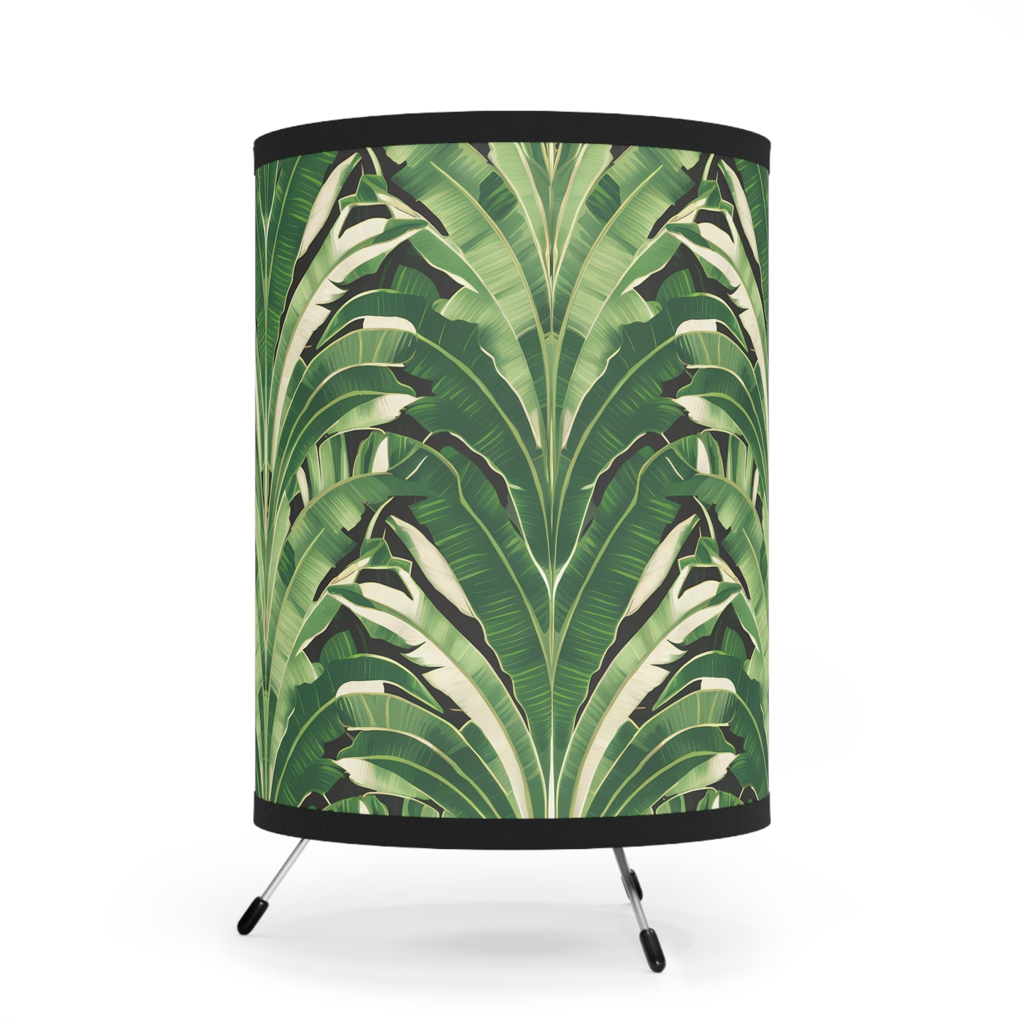 Table Lamp, Palm Leaf Hollywood Regency Glamorous Tropical Home Decor Light Fixture, US CA Plug, Tripod Lamp, Unique Living Room Bedroom - LOLA VEGAS ART