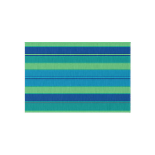 Blue Green Striped Outdoor Rug | Indoor Rug