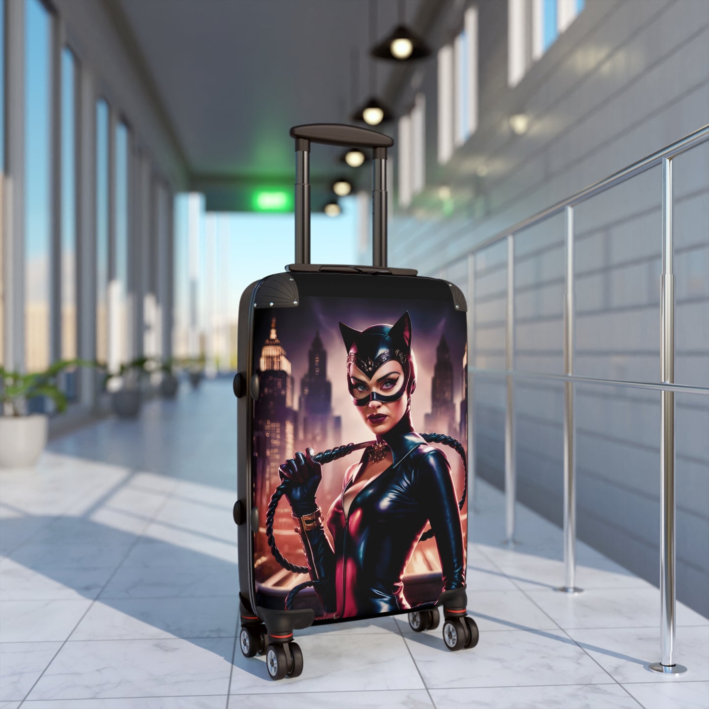 Catwoman Suitcase, Luggage, Travel Bags - Retro Vintage Style Wanderlust Adventure Organizer, Weekend Getaway Bag, Honeymoon Travel - LOLA VEGAS ART