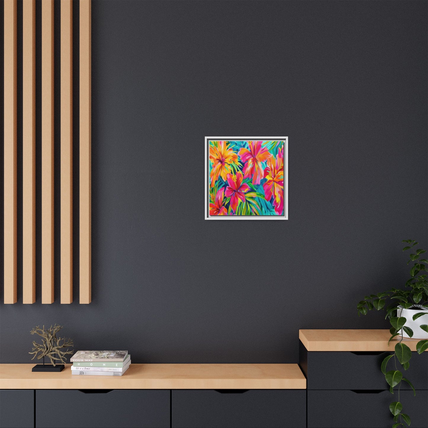 Vibrant Floral Canvas Art Print, Tropical Wall Decor, Colorful Framed Artwork, Gift for Nature Lovers, Home Decoration - LOLA VEGAS ART