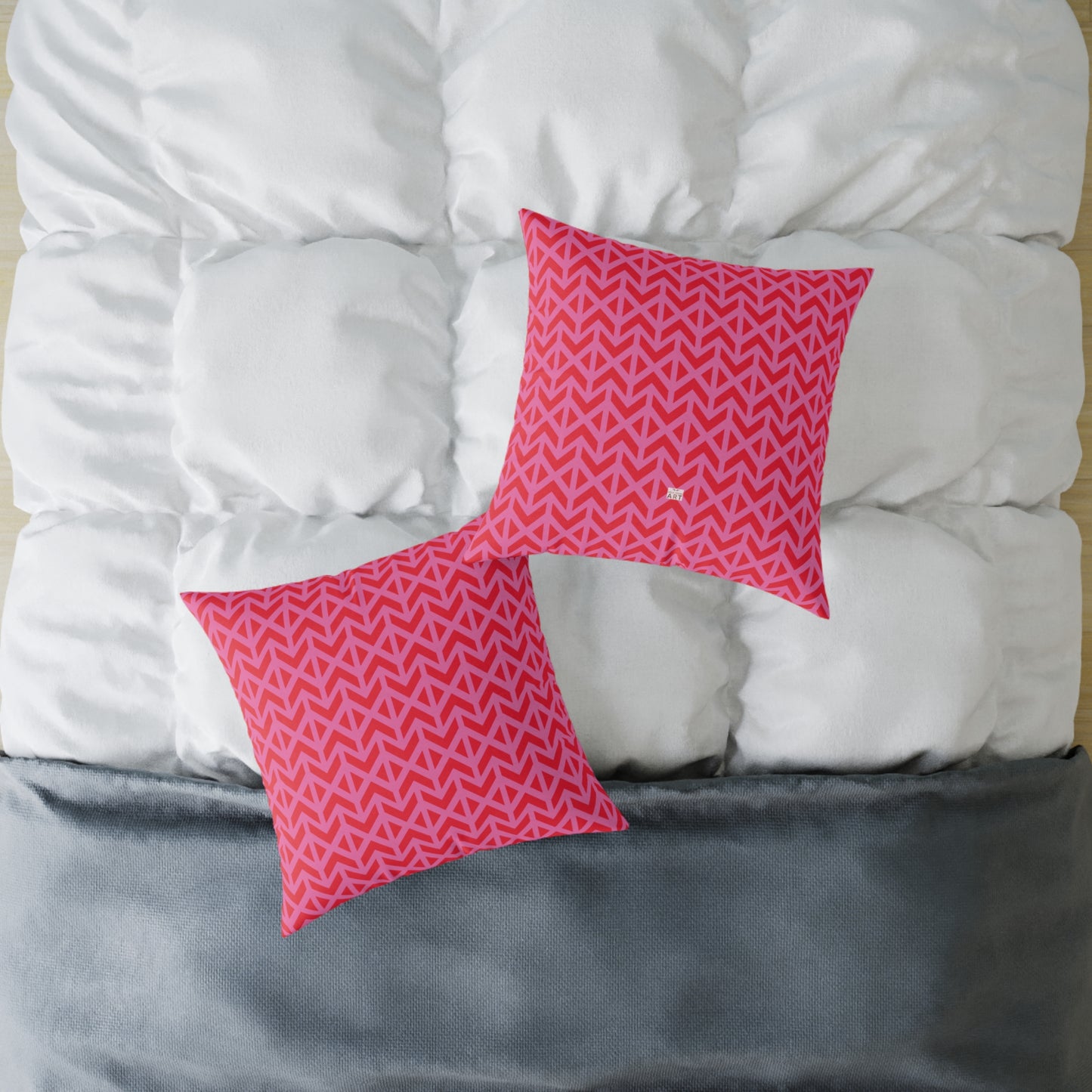 Pink Red Chevron Pattern Square Pillow | Geometric Throw Pillow