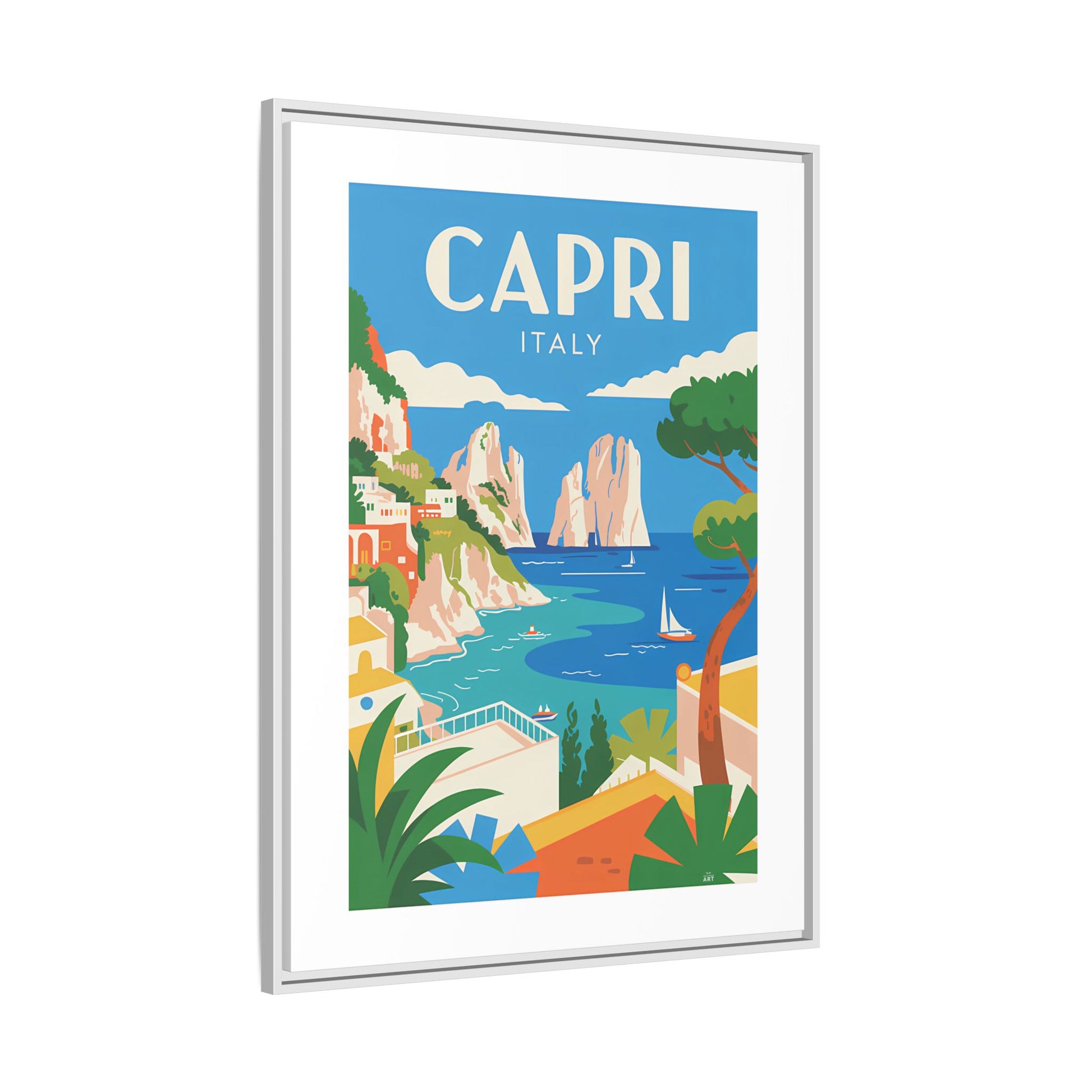 Capri Italy Framed Print, Vibrant Art, Home Decor, Travel Inspiration, Gift for Travelers, Wall Art for Office - LOLA VEGAS ART