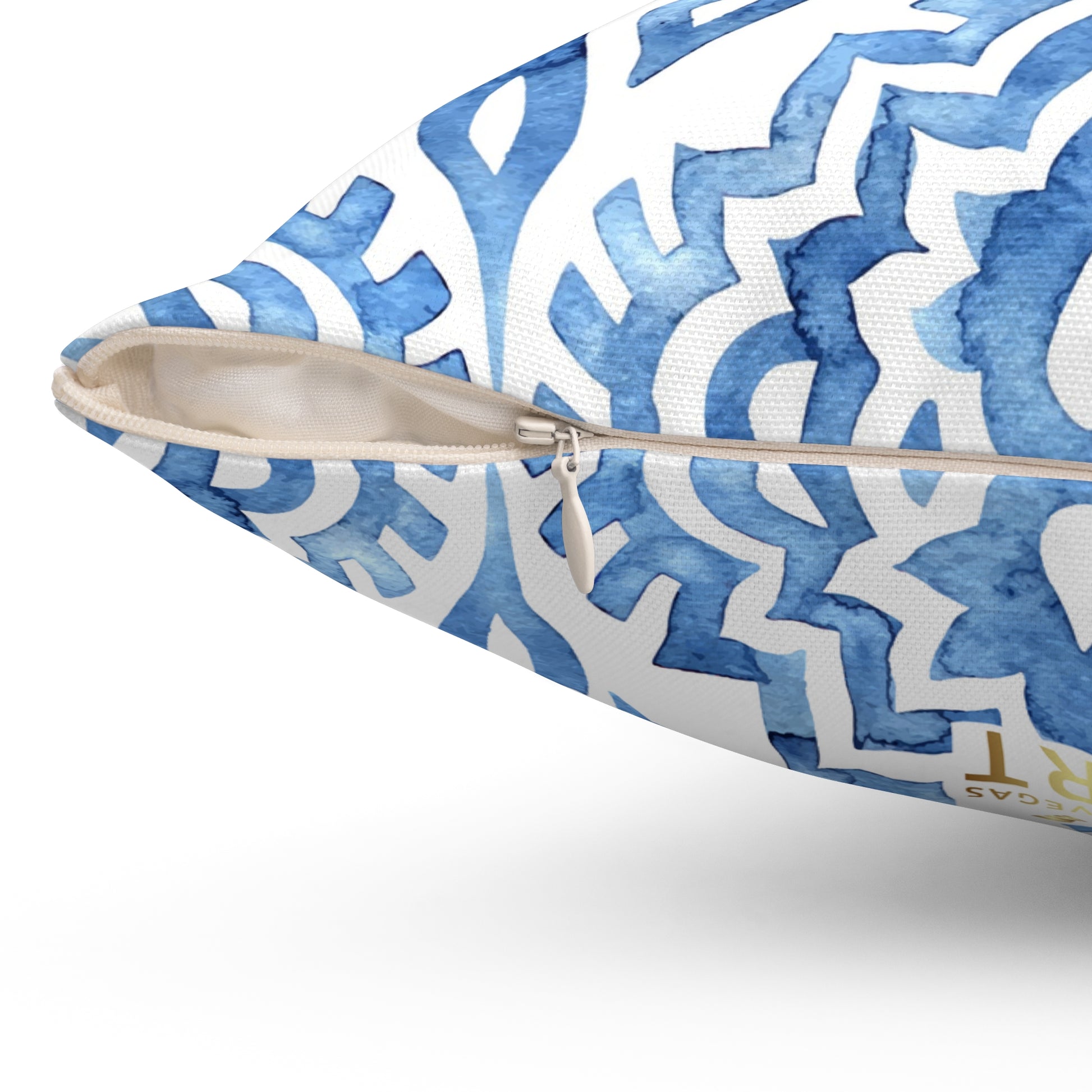 Boho Blue Decorative Pillow, Cozy Home Decor, Modern Accent Cushion, Gift for Her, Living Room Throw Pillow - LOLA VEGAS ART