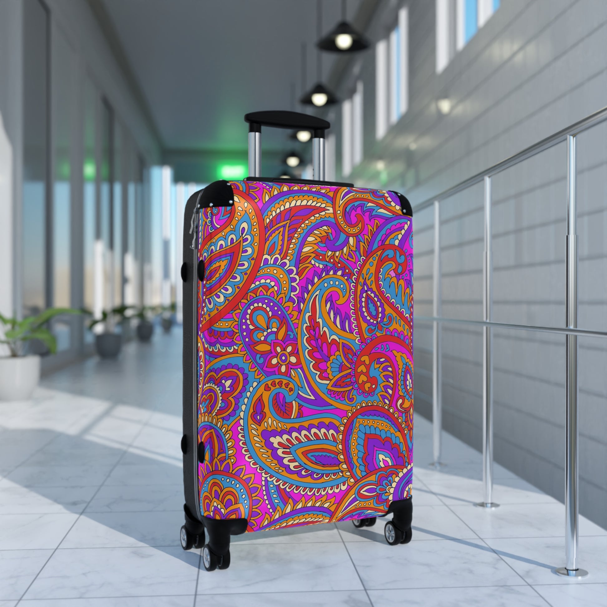 Vibrant Paisley Suitcase - Travel Luggage, Colorful Spinner Bag, Stylish Carry-On for Jetsetters, Vacation Essentials, Gift Idea - LOLA VEGAS ART
