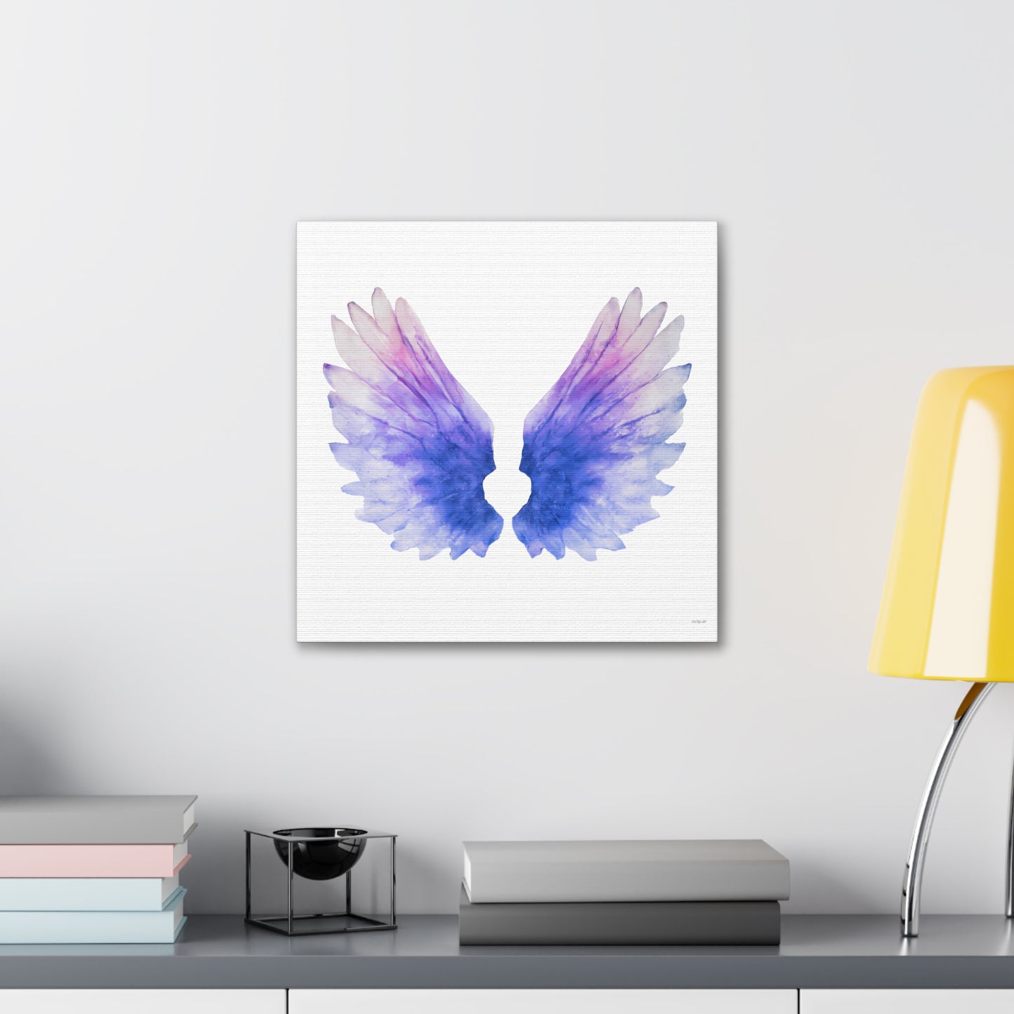 purple angels wings wall art canvas, wall art decor, wall art prints, angel wings art, wings, wall art purple, wall art spiritual
