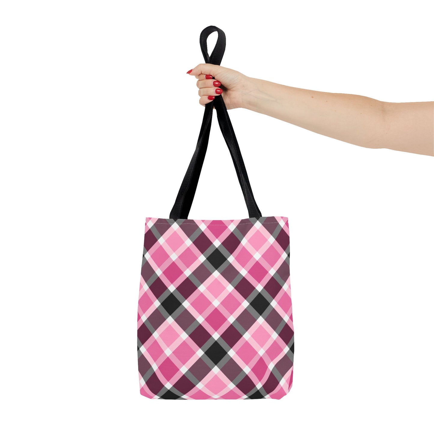 Chic Pink Plaid Tote Bag, Fashionable Shopping Bag, Stylish Everyday Tote, Eco-Friendly Bag, Trendy Accessory for All Occasions