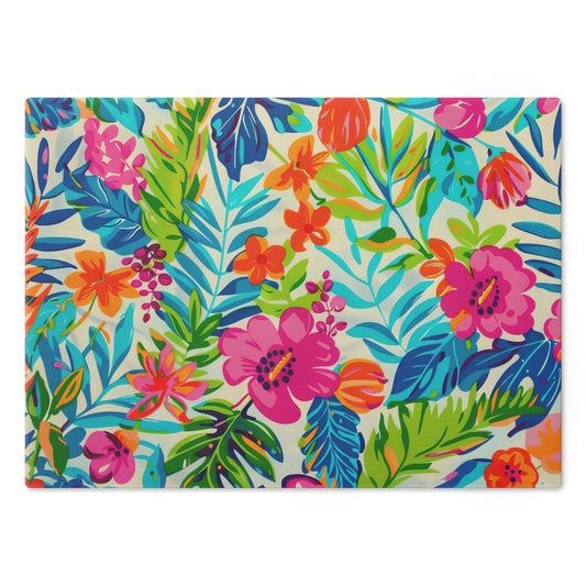 Vibrant Floral Cutting Board - Colorful Kitchen Decor, Gifts for Chefs, Wedding Registry, Tropical Vibes, Housewarming Essentials - LOLA VEGAS ART
