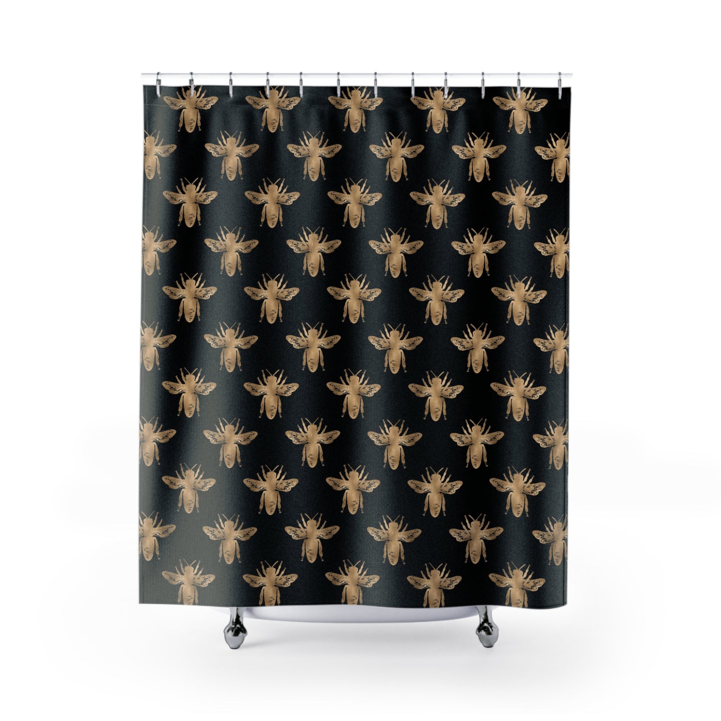 Bee Pattern Shower Curtain, Boho Bathroom Decor, Insect Design, Nature Lover Gift, Home Decor