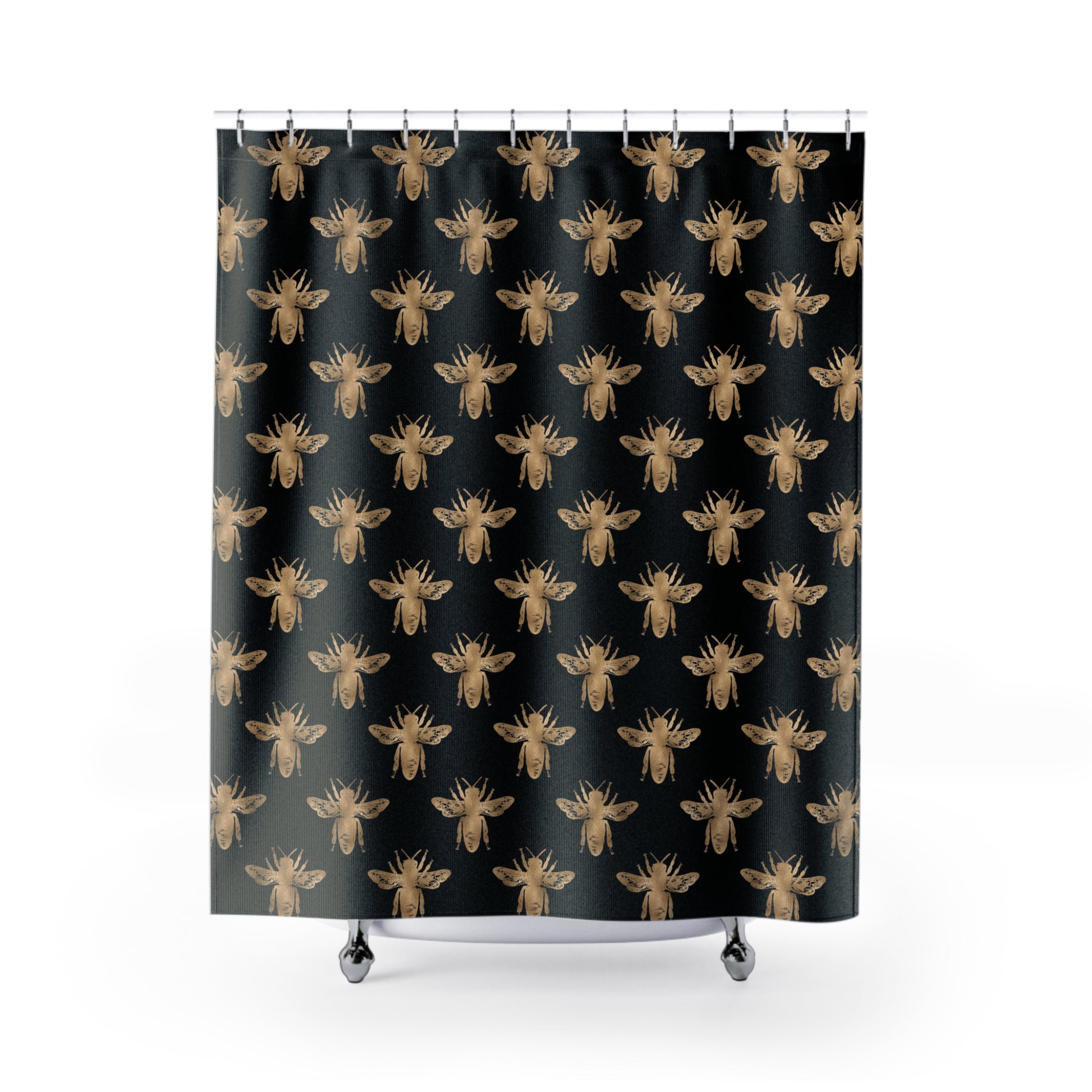 Bee Pattern Shower Curtain, Boho Bathroom Decor, Insect Design, Nature Lover Gift, Home Decor - LOLA VEGAS ART