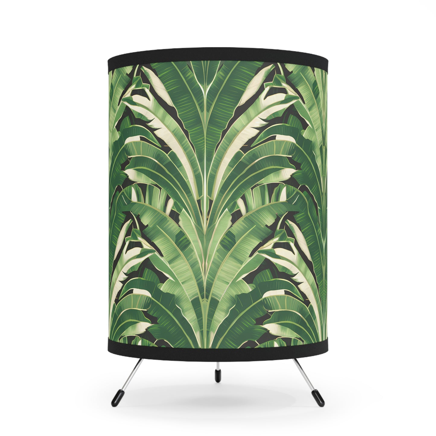 Table Lamp, Palm Leaf Hollywood Regency Glamorous Tropical Home Decor Light Fixture, US CA Plug, Tripod Lamp, Unique Living Room Bedroom - LOLA VEGAS ART