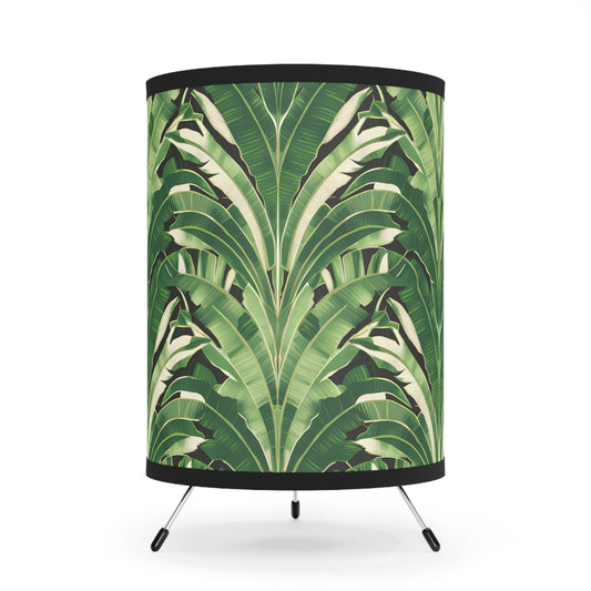 Table Lamp, Palm Leaf Hollywood Regency Glamorous Tropical Home Decor Light Fixture, US CA Plug, Tripod Lamp, Unique Living Room Bedroom - LOLA VEGAS ART