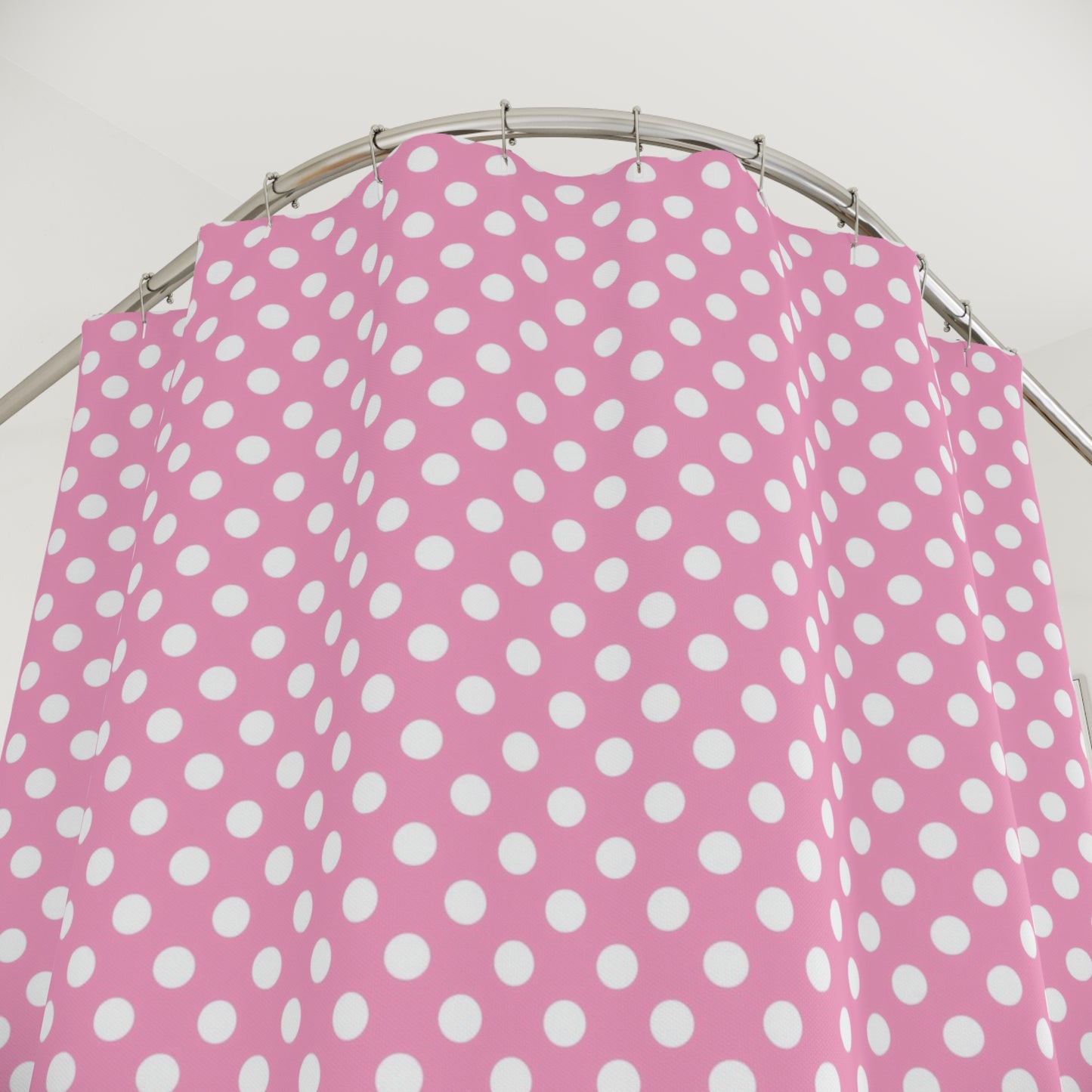 Chic Pink Polka Dot Shower Curtain, Fun Bathroom Decor, Stylish Shower Accessories, Spring Home Refresh, Gift for Her. Mid Century Pattern