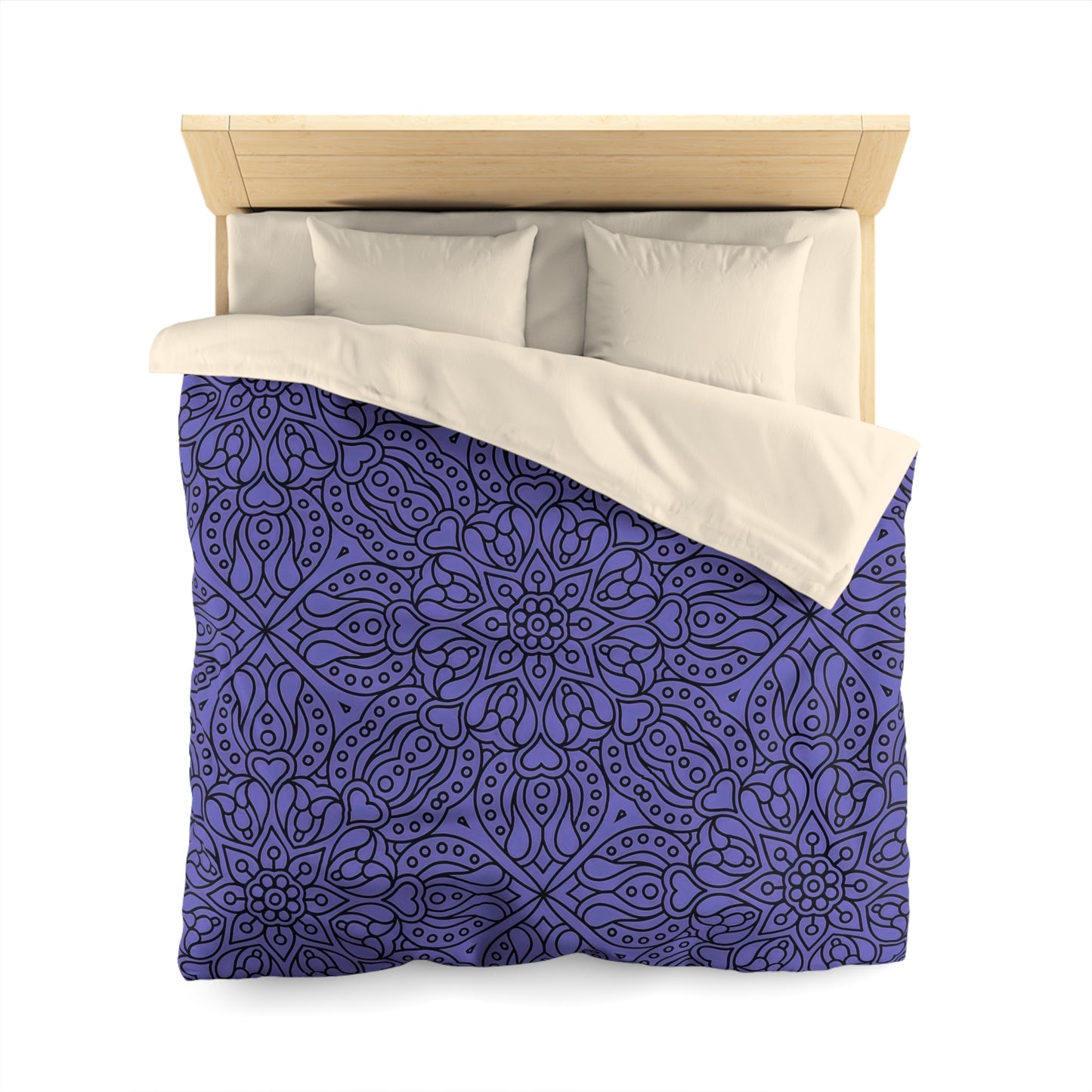 Bohemian Microfiber Duvet Cover - Cozy Bedding, Purple Floral Design, Bedroom Decor, Home Accents, Gift for Her, Festival Style - LOLA VEGAS ART