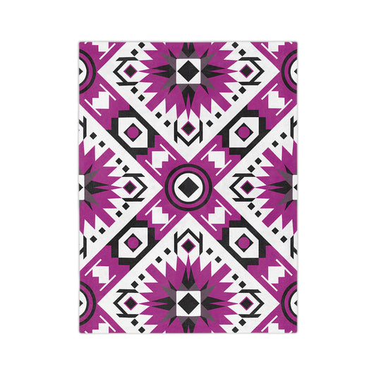 Boho Chic Velveteen Microfiber Blanket - Cozy Home Decor, Gift for Her, Tribal Pattern, Indoor/Outdoor Throws, Birthday, Housewarming - LOLA VEGAS ART