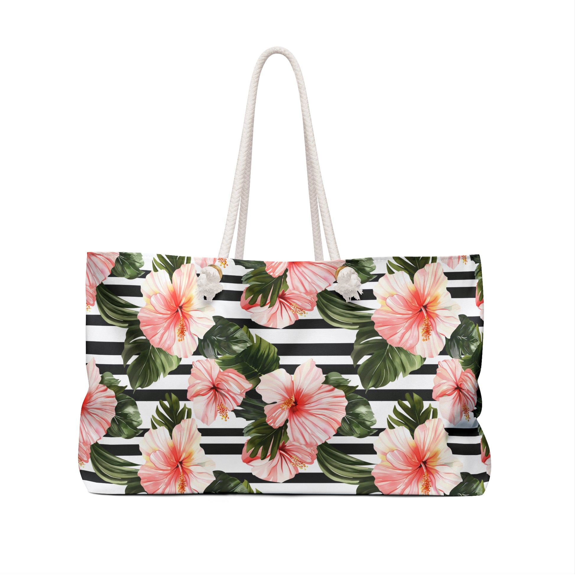 Tropical Floral Weekender Bag - Perfect for Travel, Beach Days, Gym, or Weekend Getaways, Floral Tote for Summer Vacations - LOLA VEGAS ART