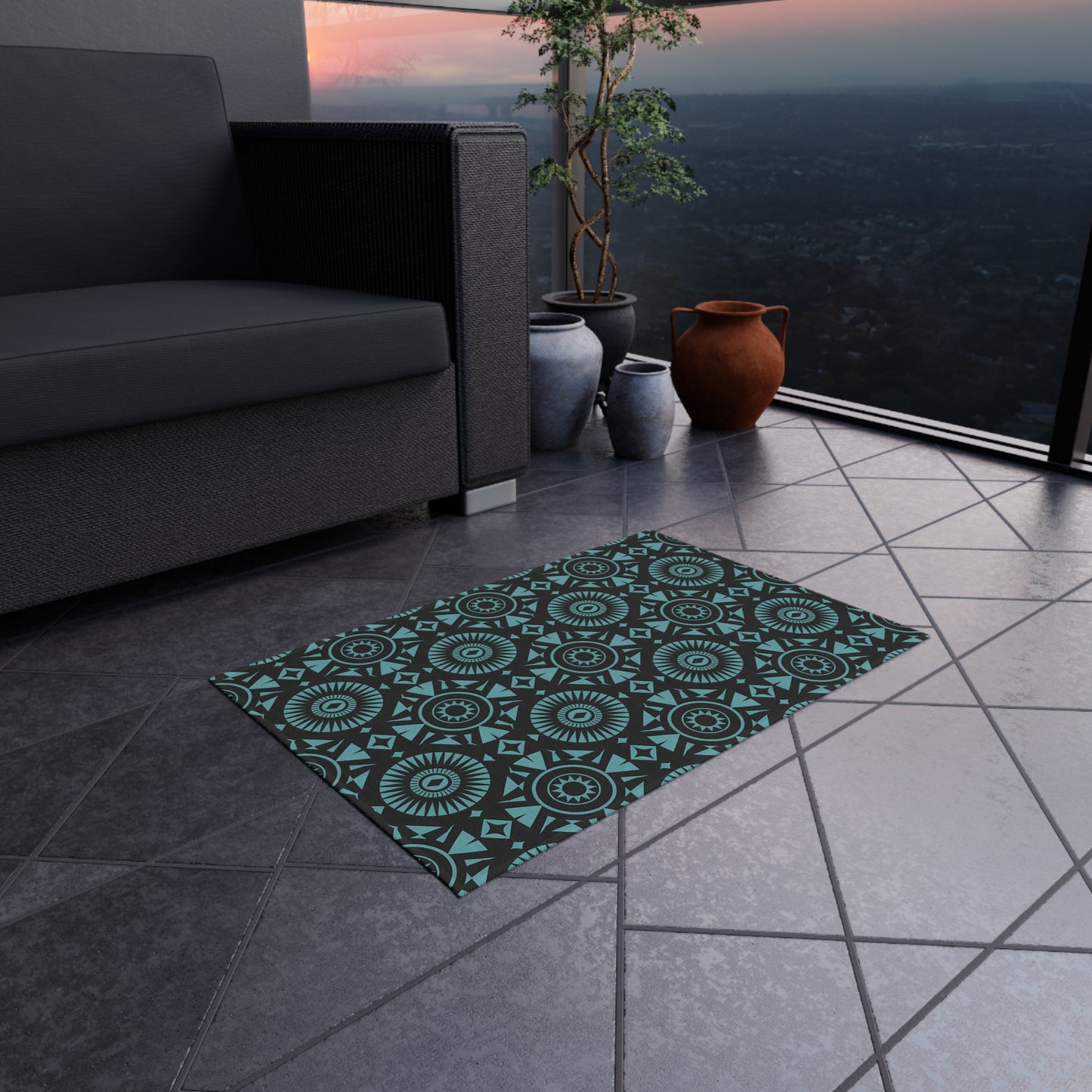 Stylish Outdoor Rug for Patios, Boho Decor, Summer Gatherings, Garden Parties, and More - LOLA VEGAS ART
