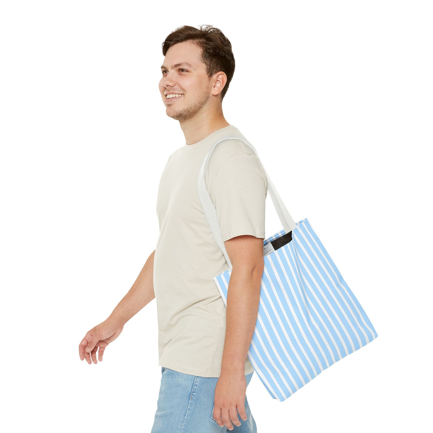 Chic Blue Striped Tote Bag, Casual Shopping Bag, Beach Tote, Eco-Friendly Handbag, Summer Style Accessory, Travel Essentials