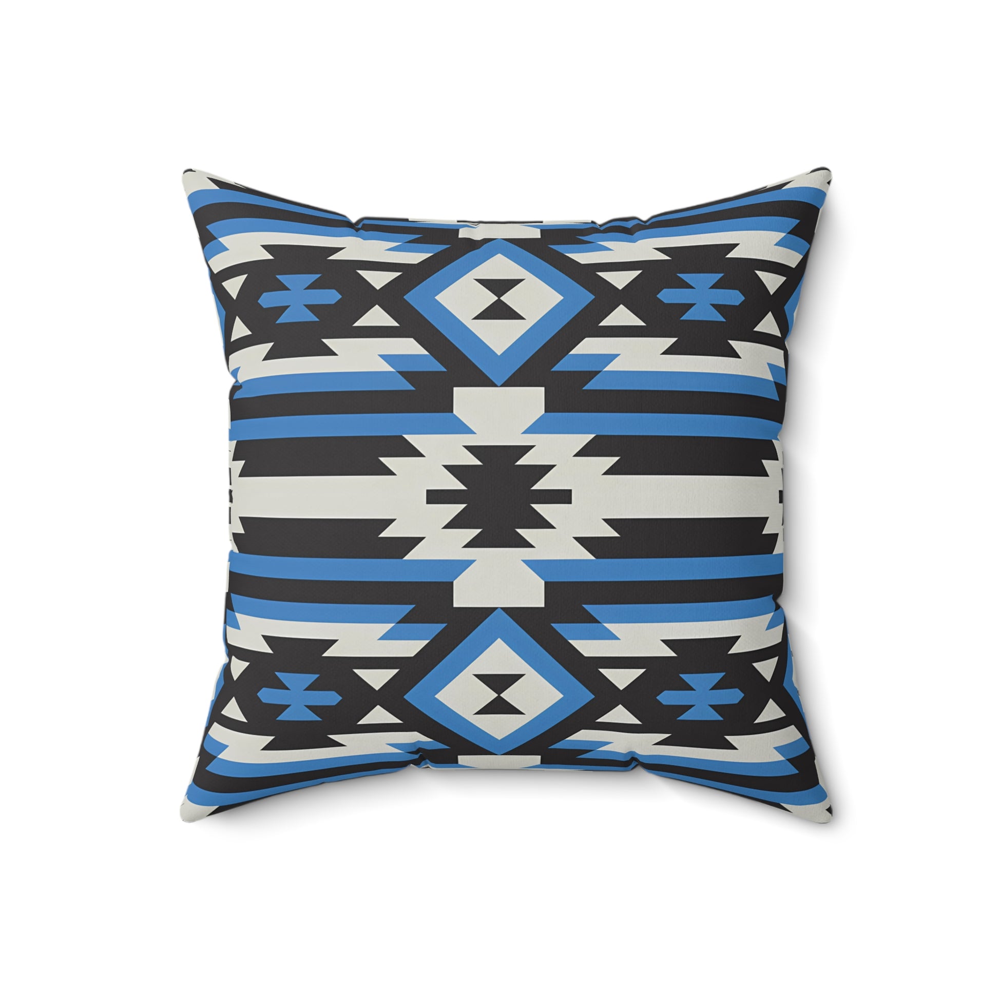 Modern Geometric Throw Pillow, Stylish Home Decor, Boho Cushion, Blue Accent Pillows, Unique Gift for Sofa, Bedroom - LOLA VEGAS ART